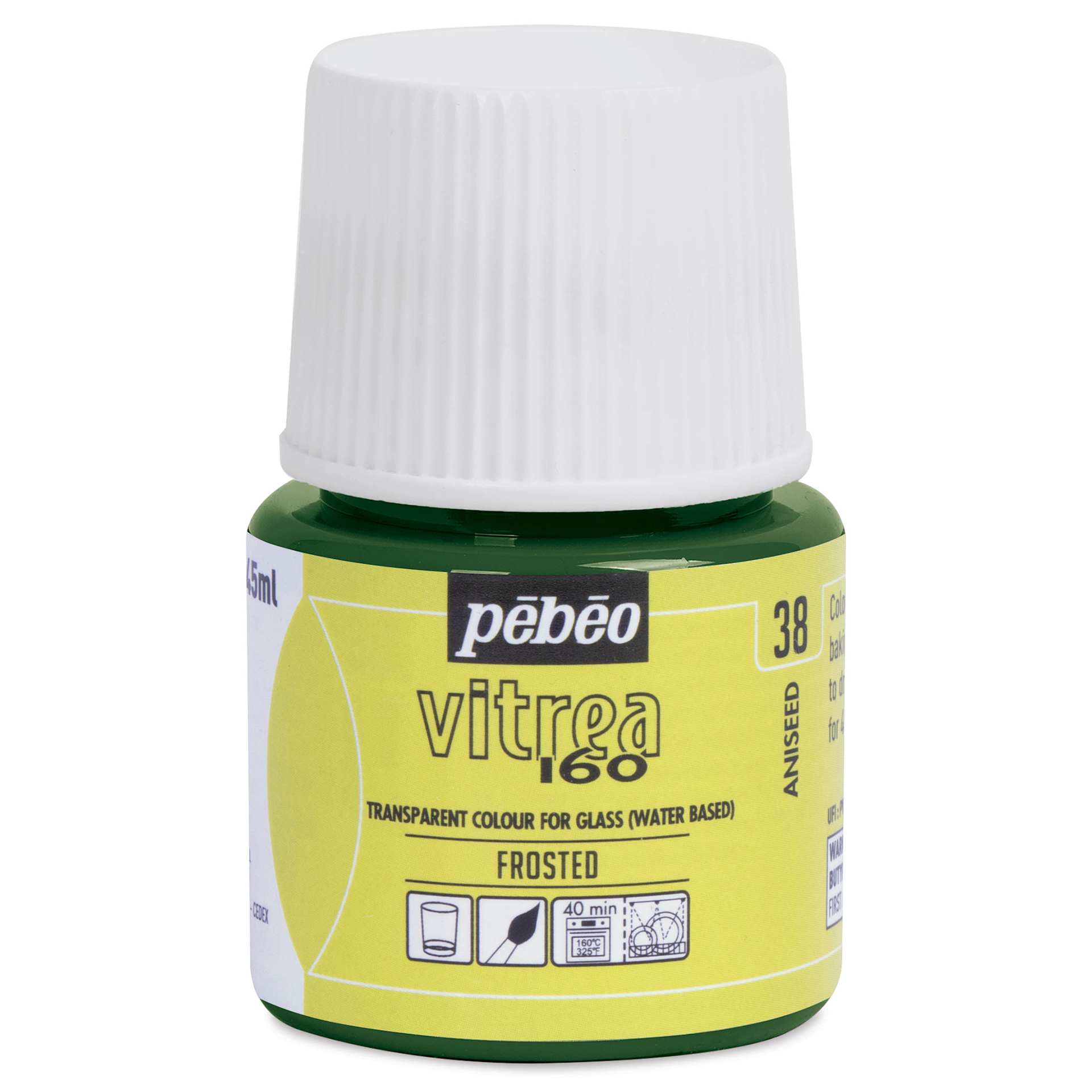 Pebeo Vitrea 160 Glass Paint - Aniseed Green, Frosted, 45 ml bottle