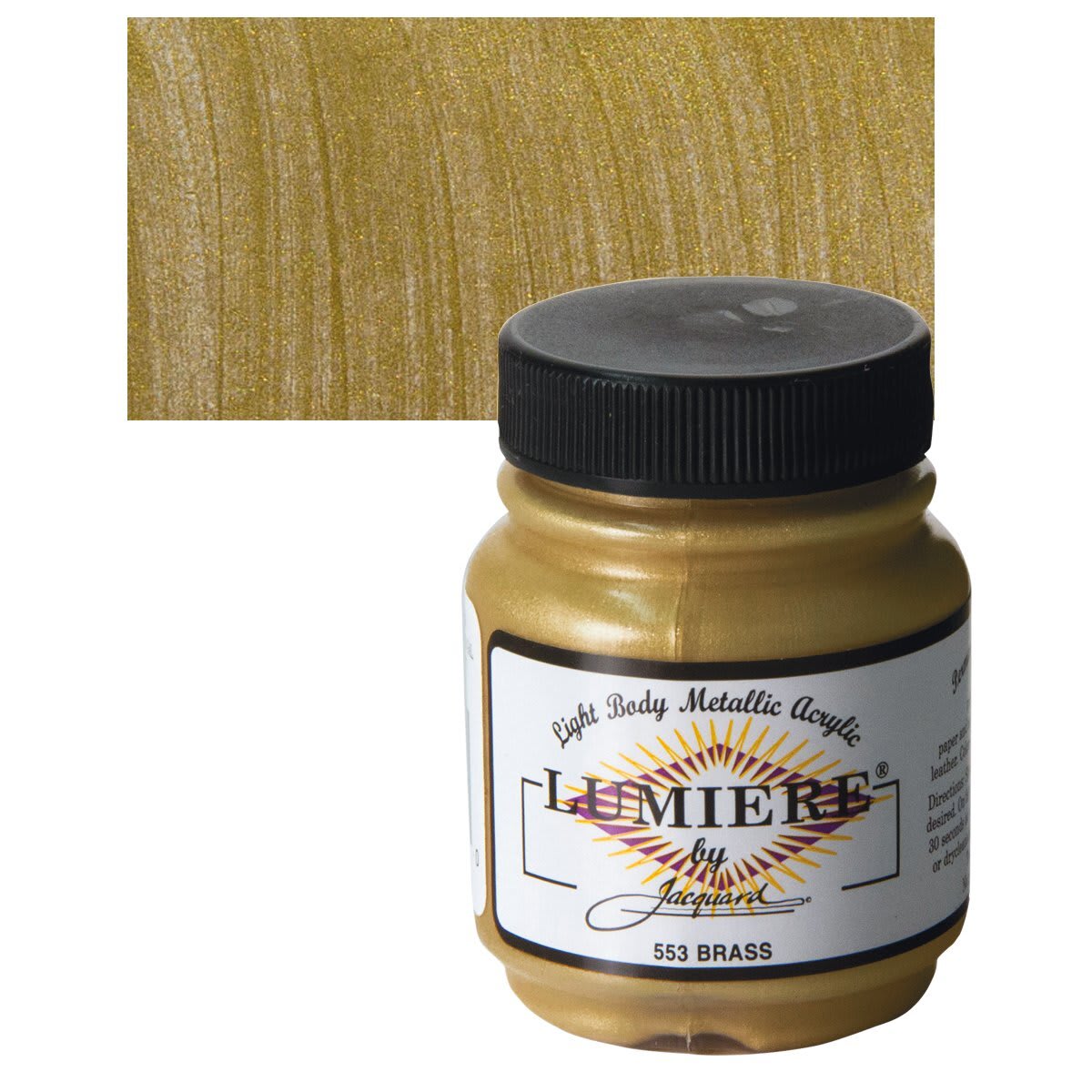 Jacquard Lumiere Acrylic - 2.25 oz, Metallic Brass and swatch