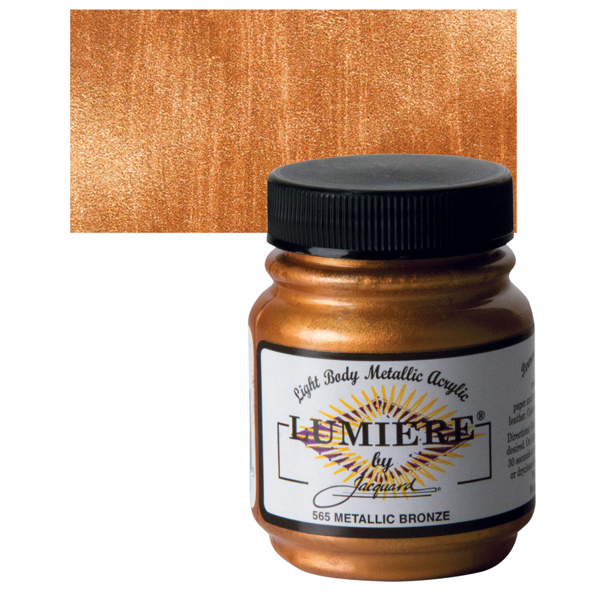 Jacquard Lumiere Acrylic - Metallic Bronze, 2.25 oz Jar and swatch