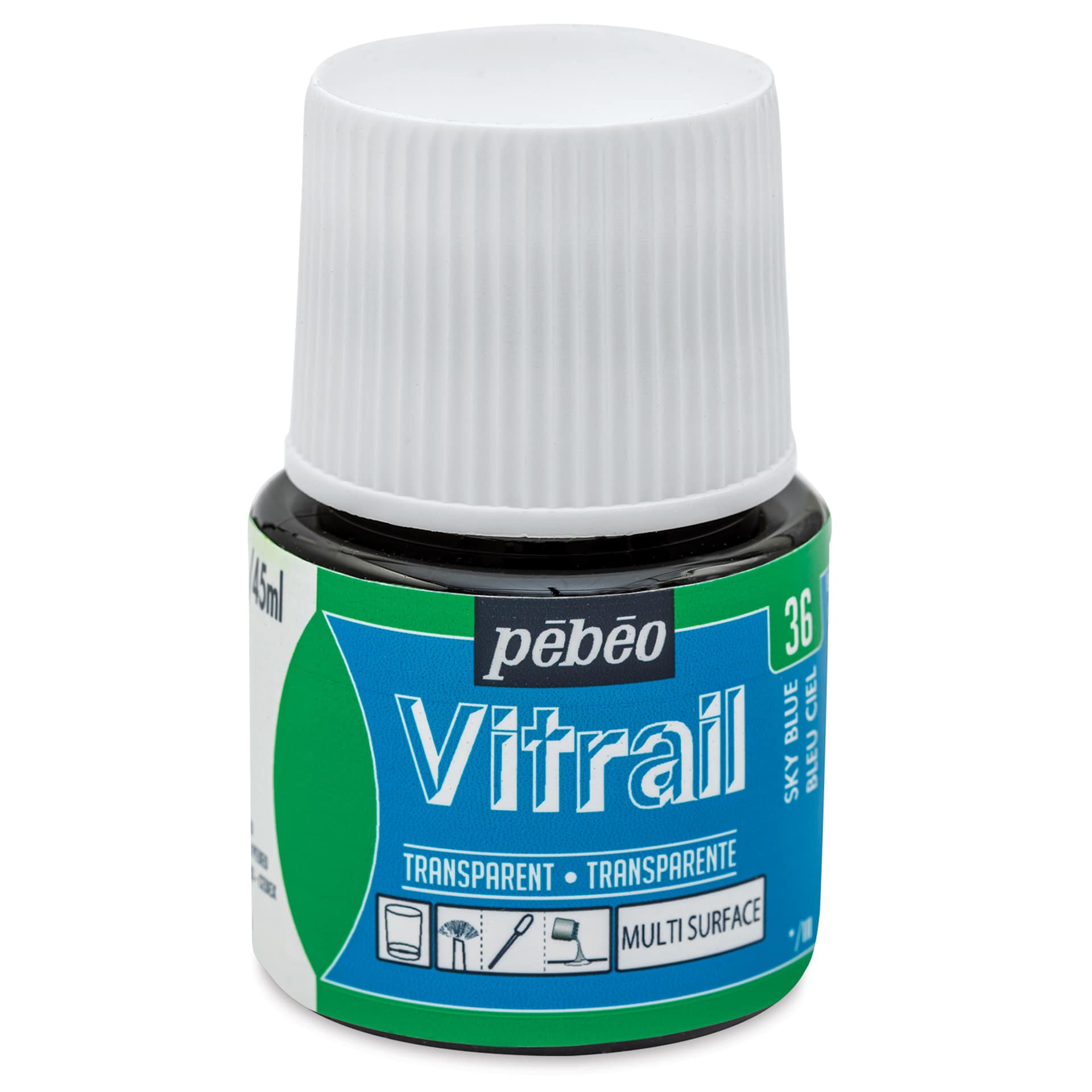 Pebeo Vitrail Paint - Sky Blue, 45 ml bottle
