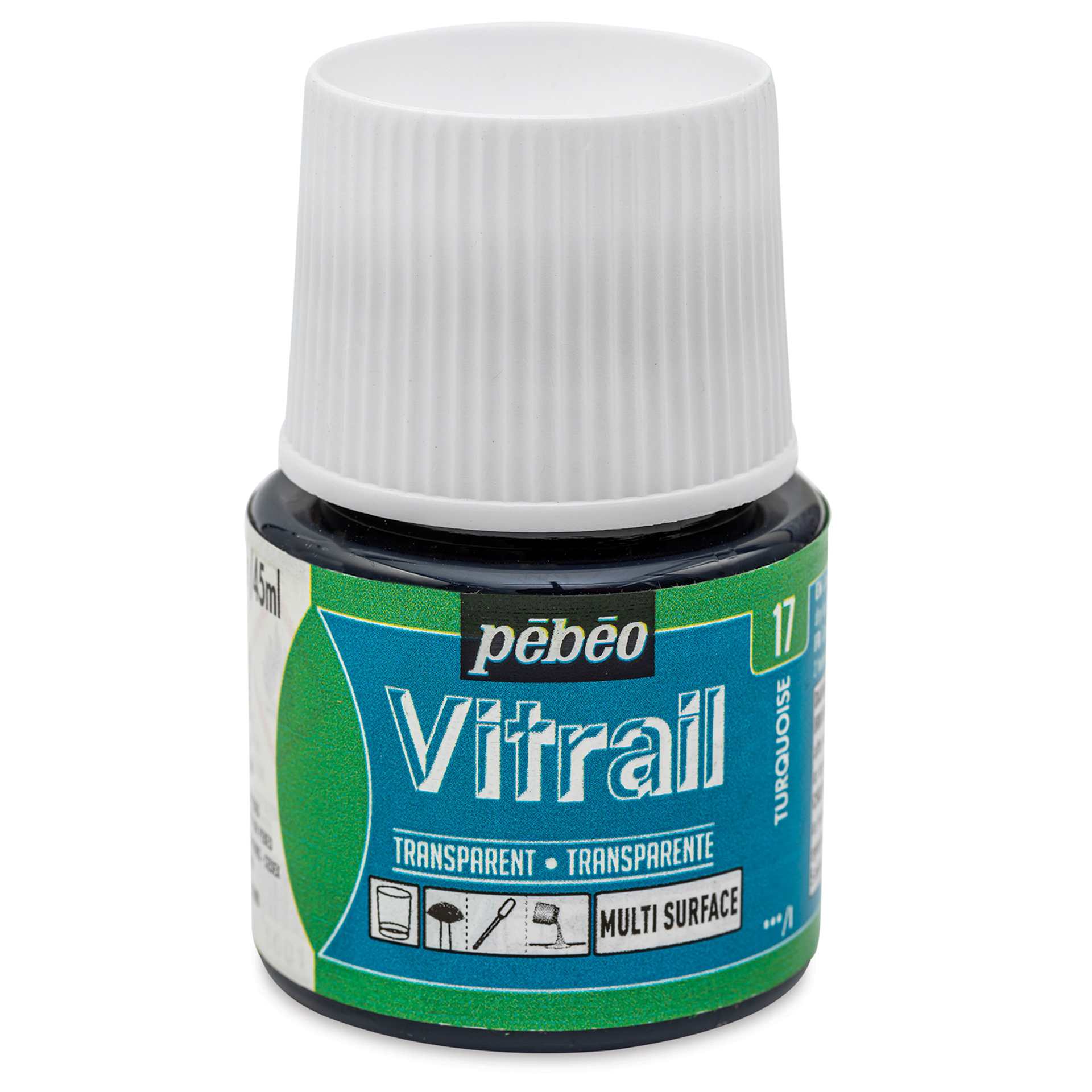 Pebeo Vitrail Paint - Turquoise Blue, 45 ml bottle
