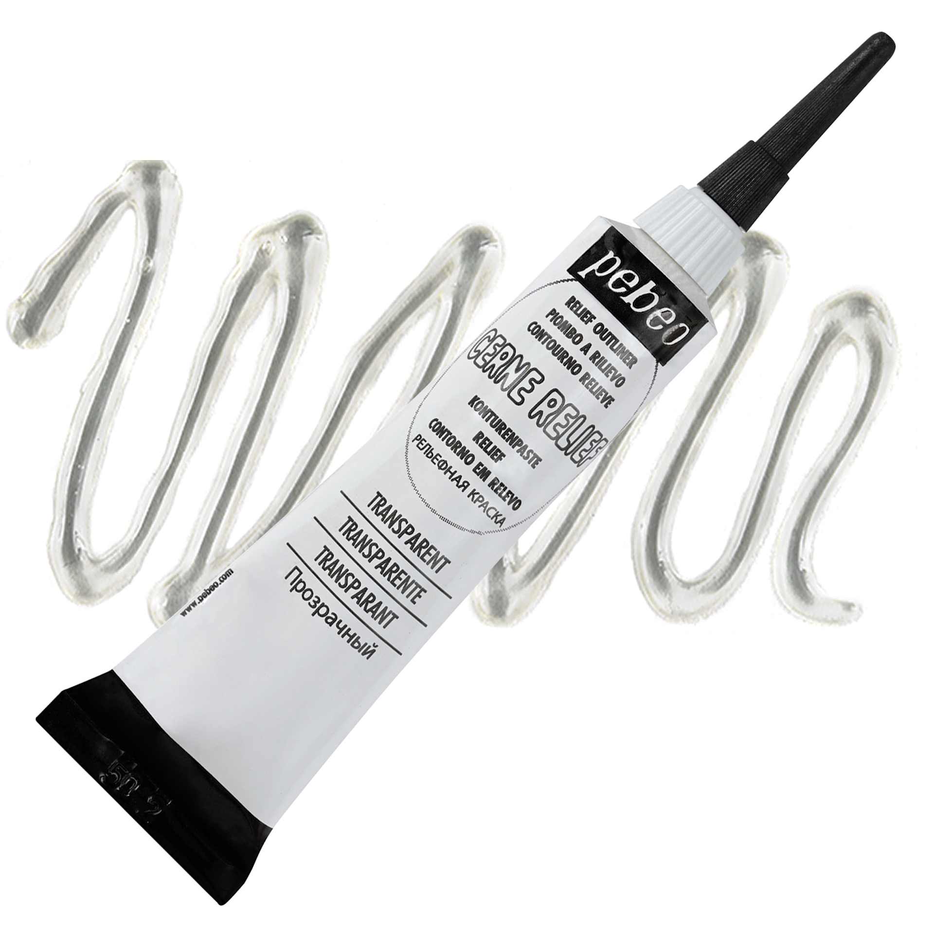 Pebeo Vitrail Paint Outliner - Transparent Outliner, 20 ml tube and swatch