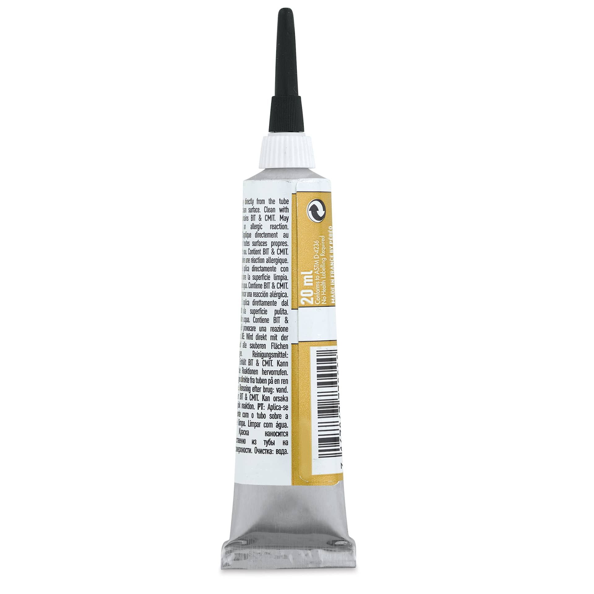Pebeo Vitrail Paint Outliner - Gold Outliner, 20 ml tube back