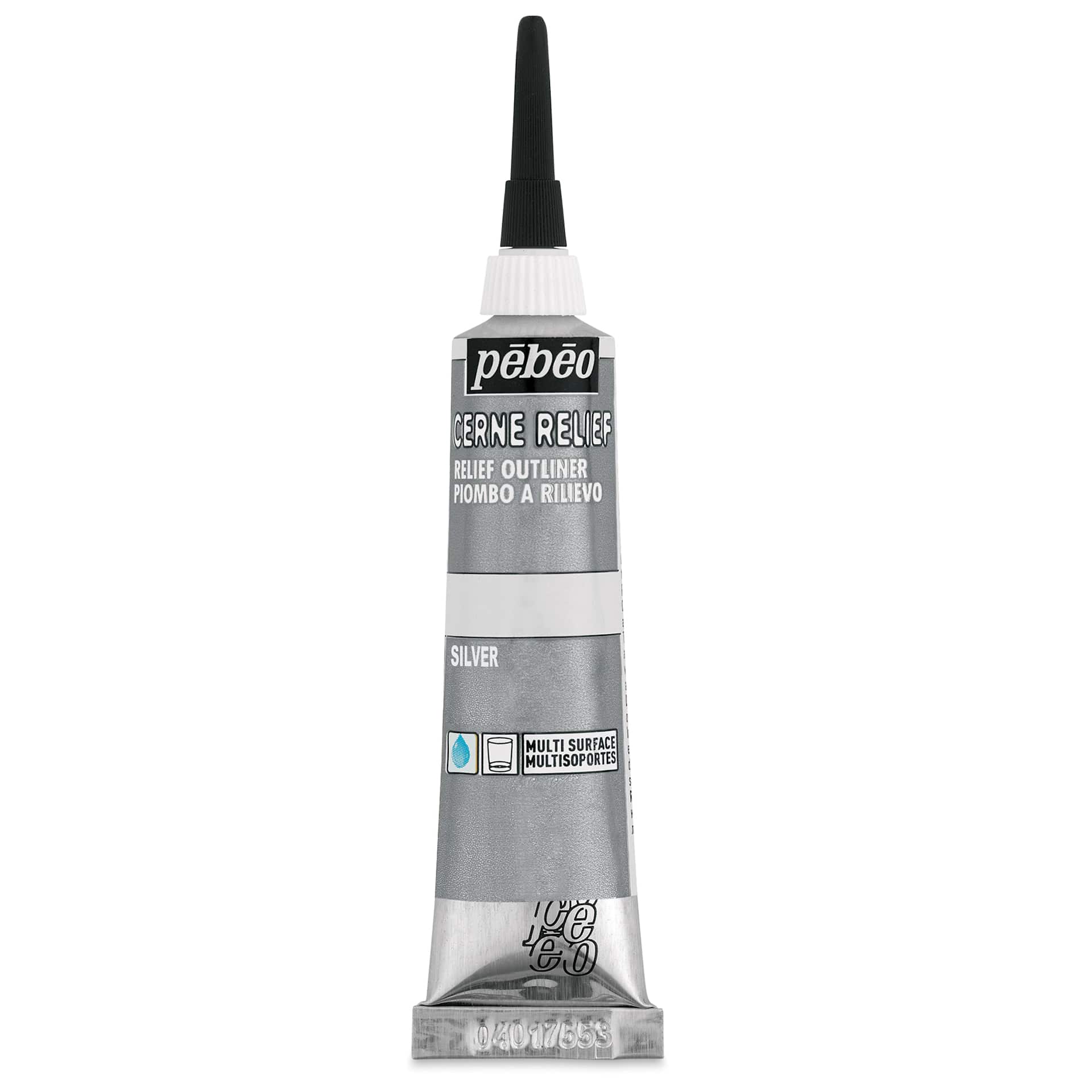 Pebeo Vitrail Paint Outliner - Silver Outliner, 20 ml tube