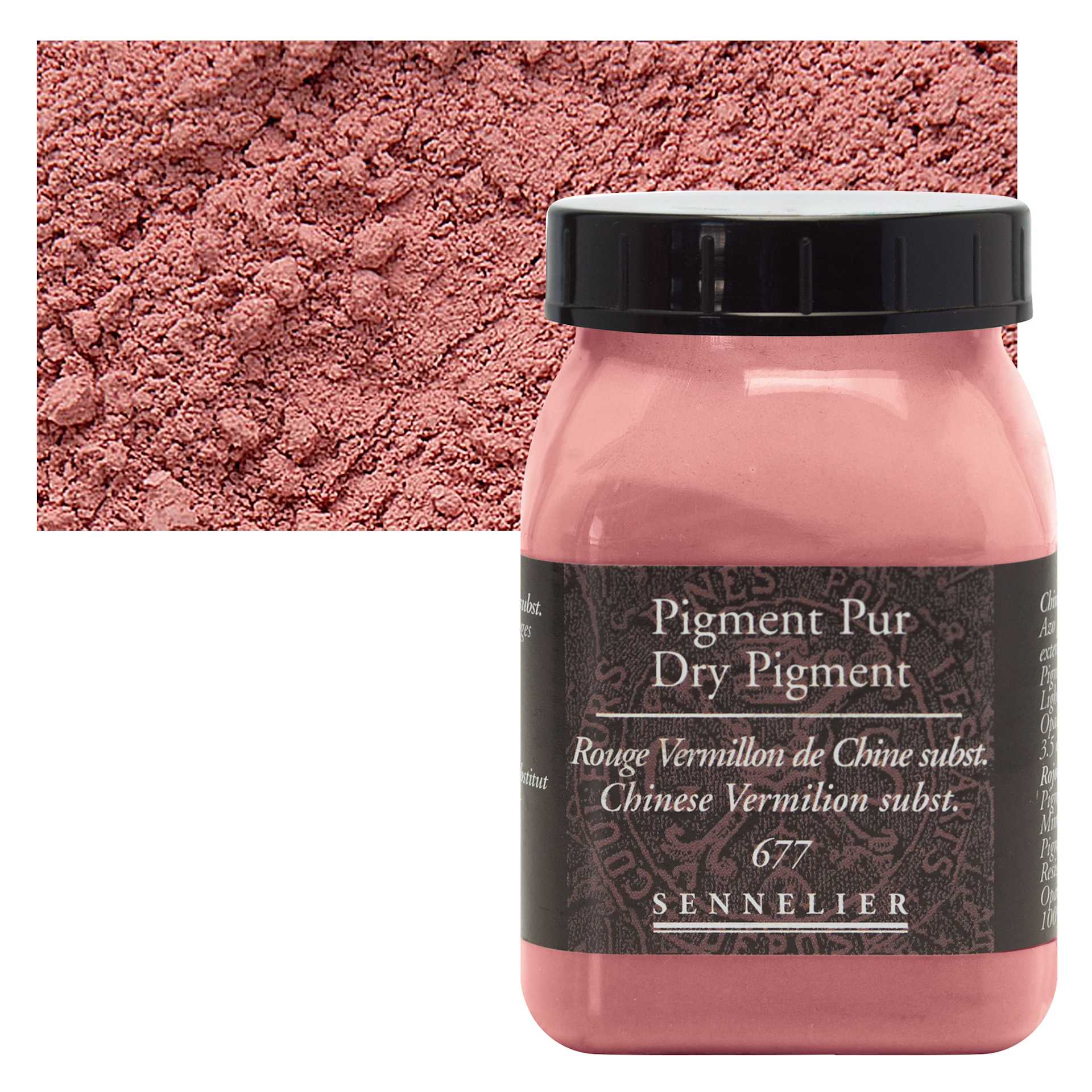 Sennelier Dry Pigment - Chinese Vermilion Hue, 100 g jar and swatch