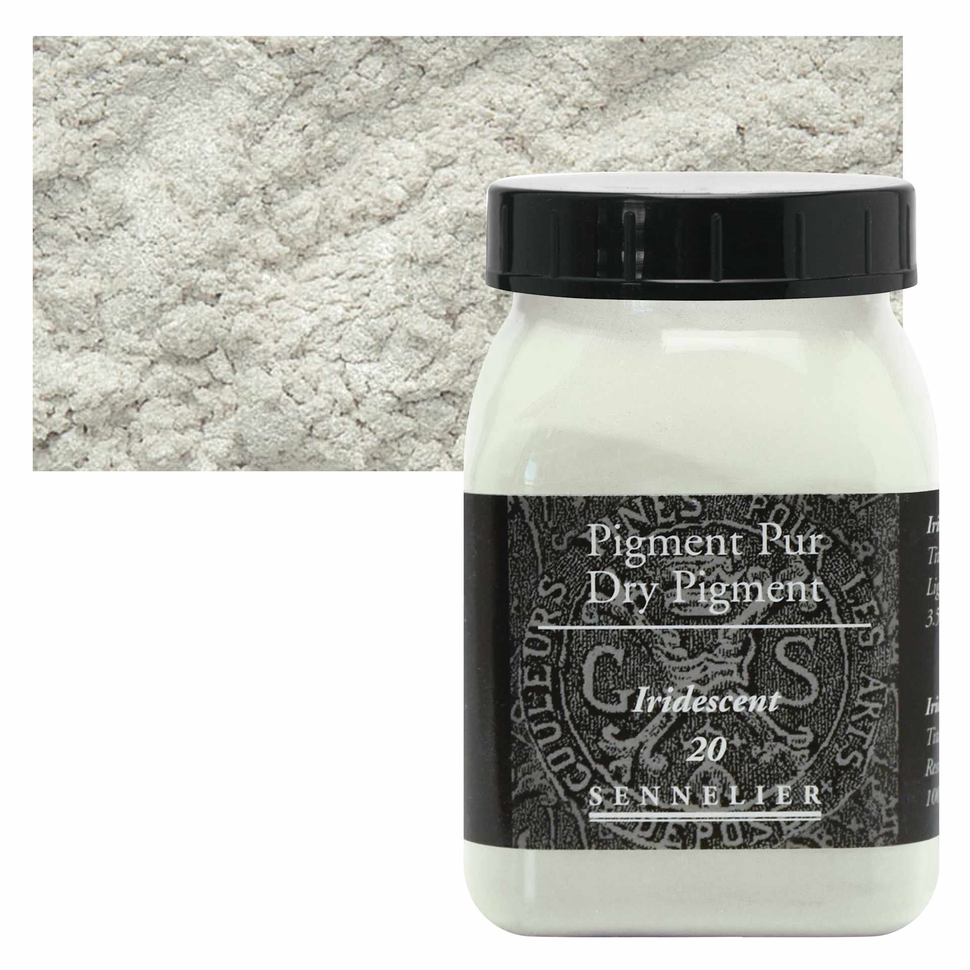 Sennelier Dry Pigment - Iridescent, 100 g jar and swatch