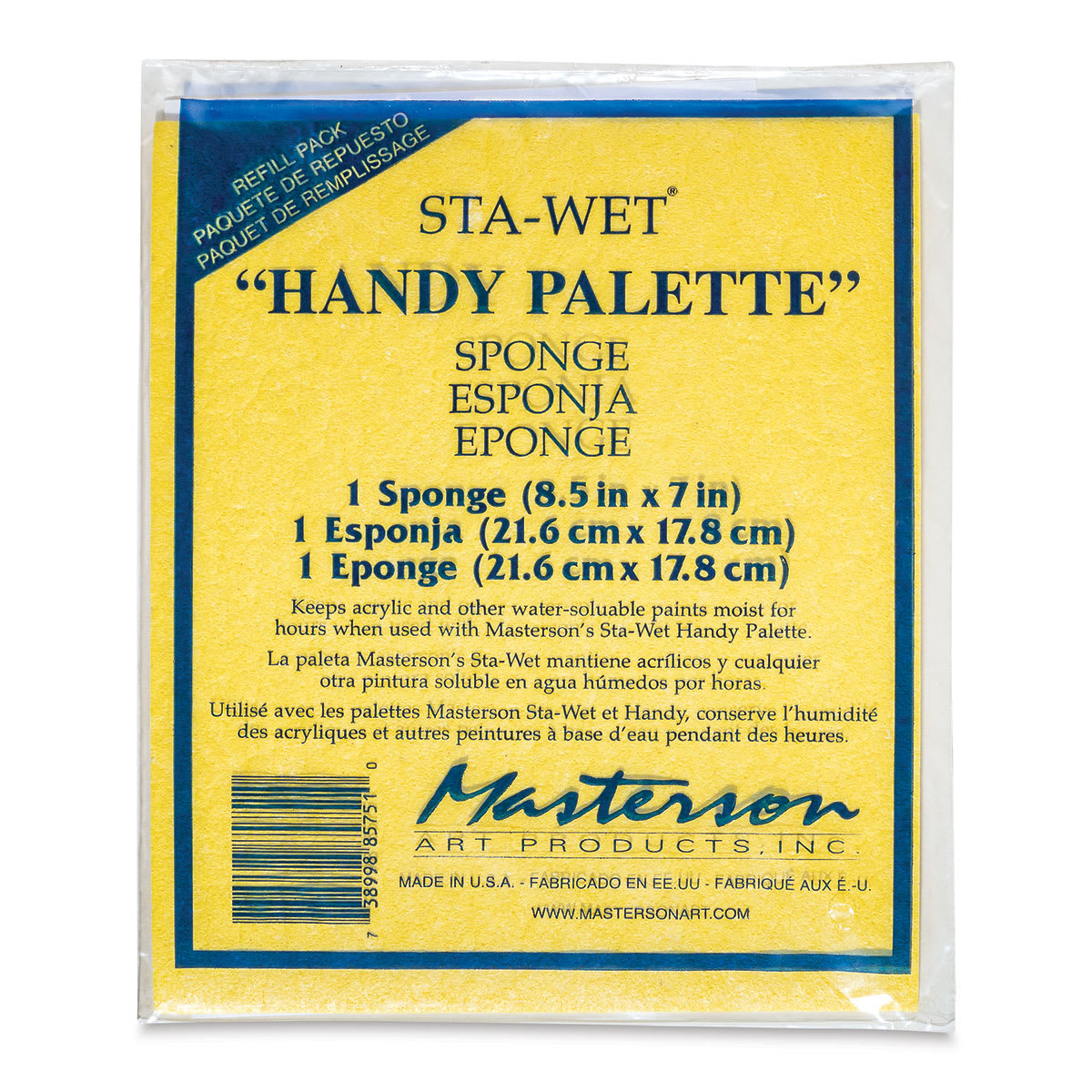 Masterson Sta-Wet Handy Palette - Sponge Refill, Single sponge, front of the packaging