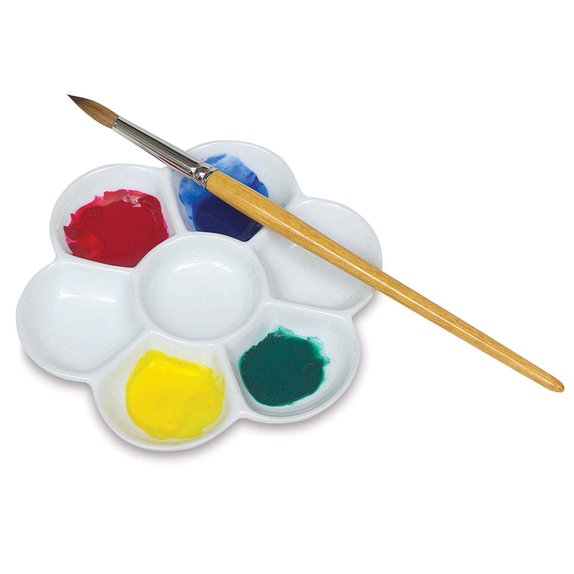 Yasutomo Flower Porcelain Dish - 7 wells with paint and brush (not included)
