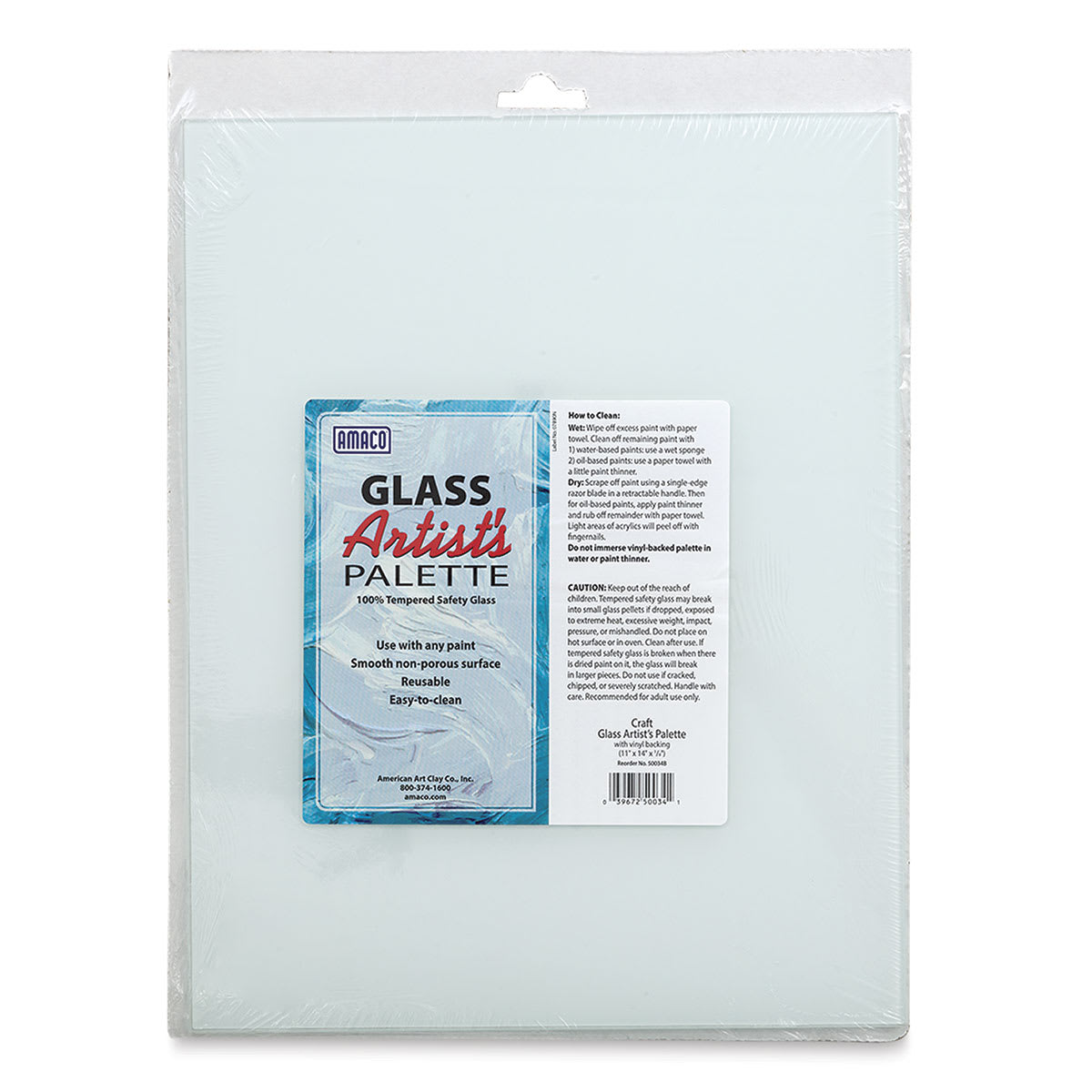 Amaco Glass Palette - 11" x 14", Rectangular in package