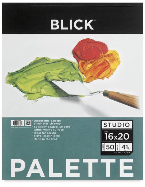 Disposable Palette Paper Pad, 50 Sheets, 16" x 20". Front of pad. Disposable Palette Paper Pad, 50 Sheets, 16" x 20". Front of pad.