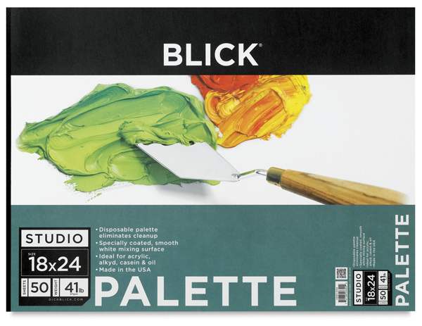 Disposable Palette Paper Pad, 50 Sheets, 18" x 24". Front of pad.