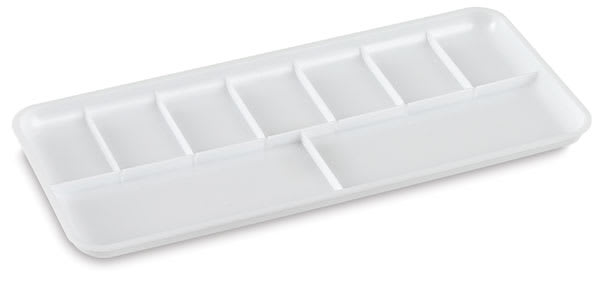 Richeson Plastic Tray Palette - Top view of empty palette showing mixing areas and wells Richeson Plastic Tray Palette - Top view of empty palette showing mixing areas and wells