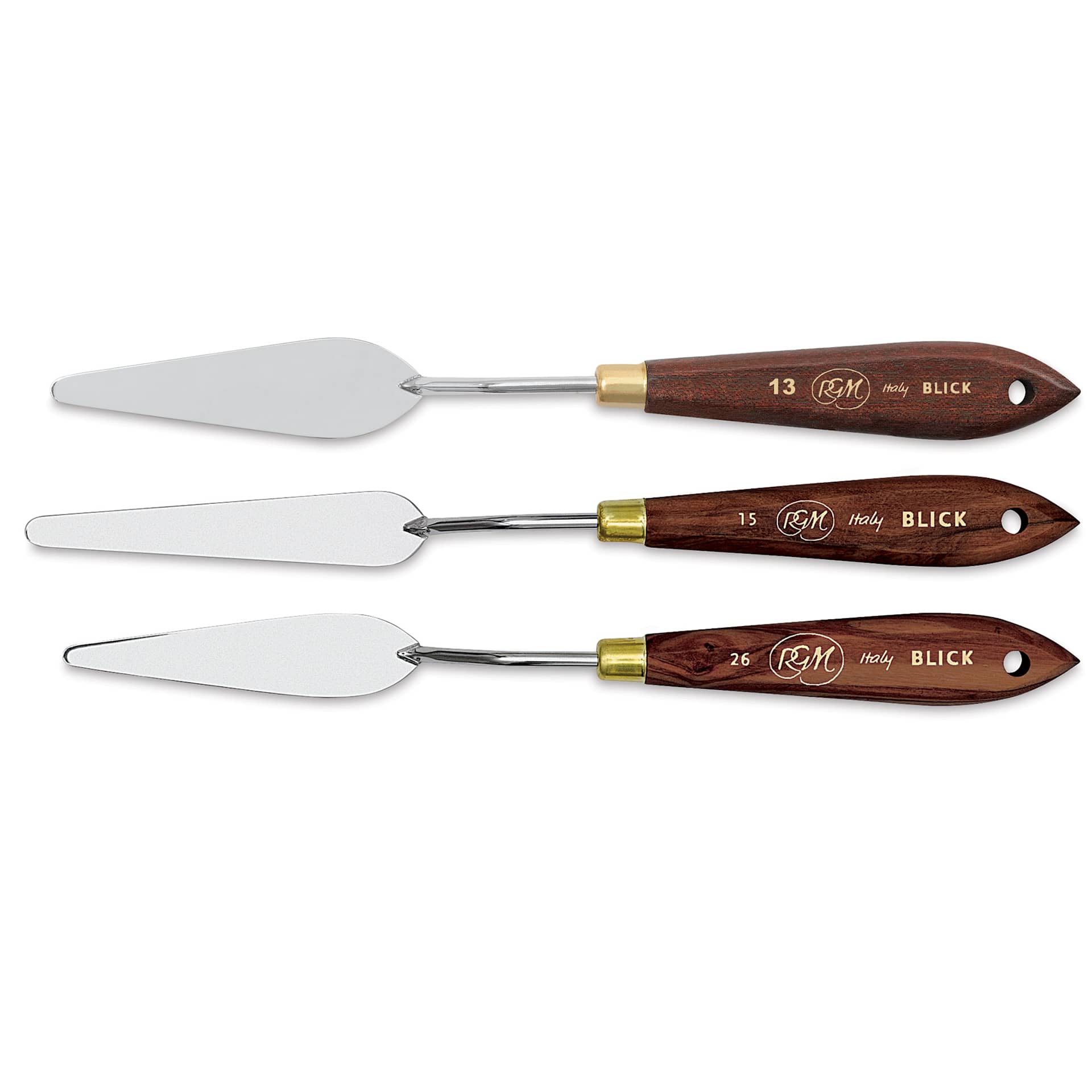 Blick Palette Knives by RGM, three Long Trowel palettes in various sizes