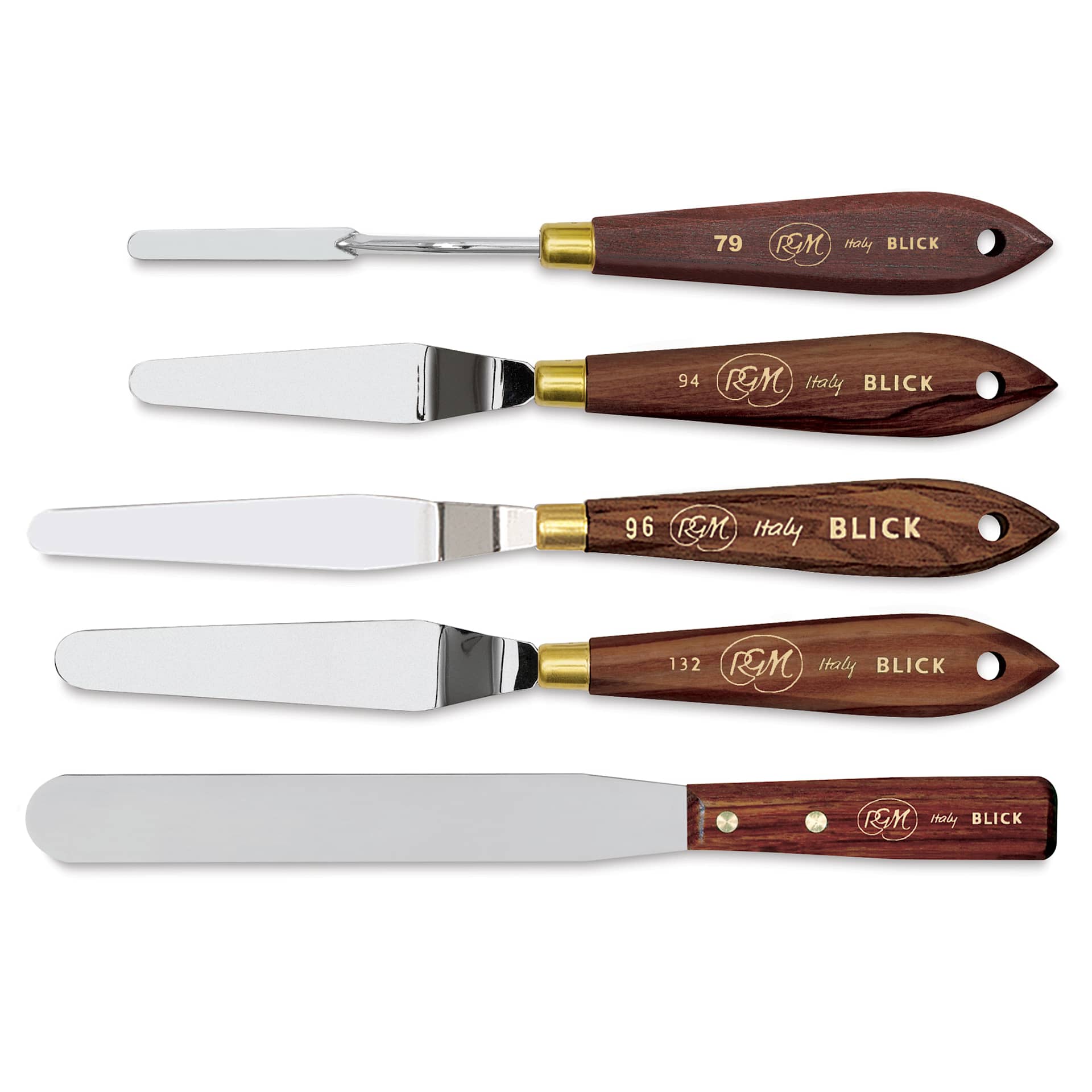 Blick Palette Knives by RGM, five Rounded Spatula palettes in various sizes