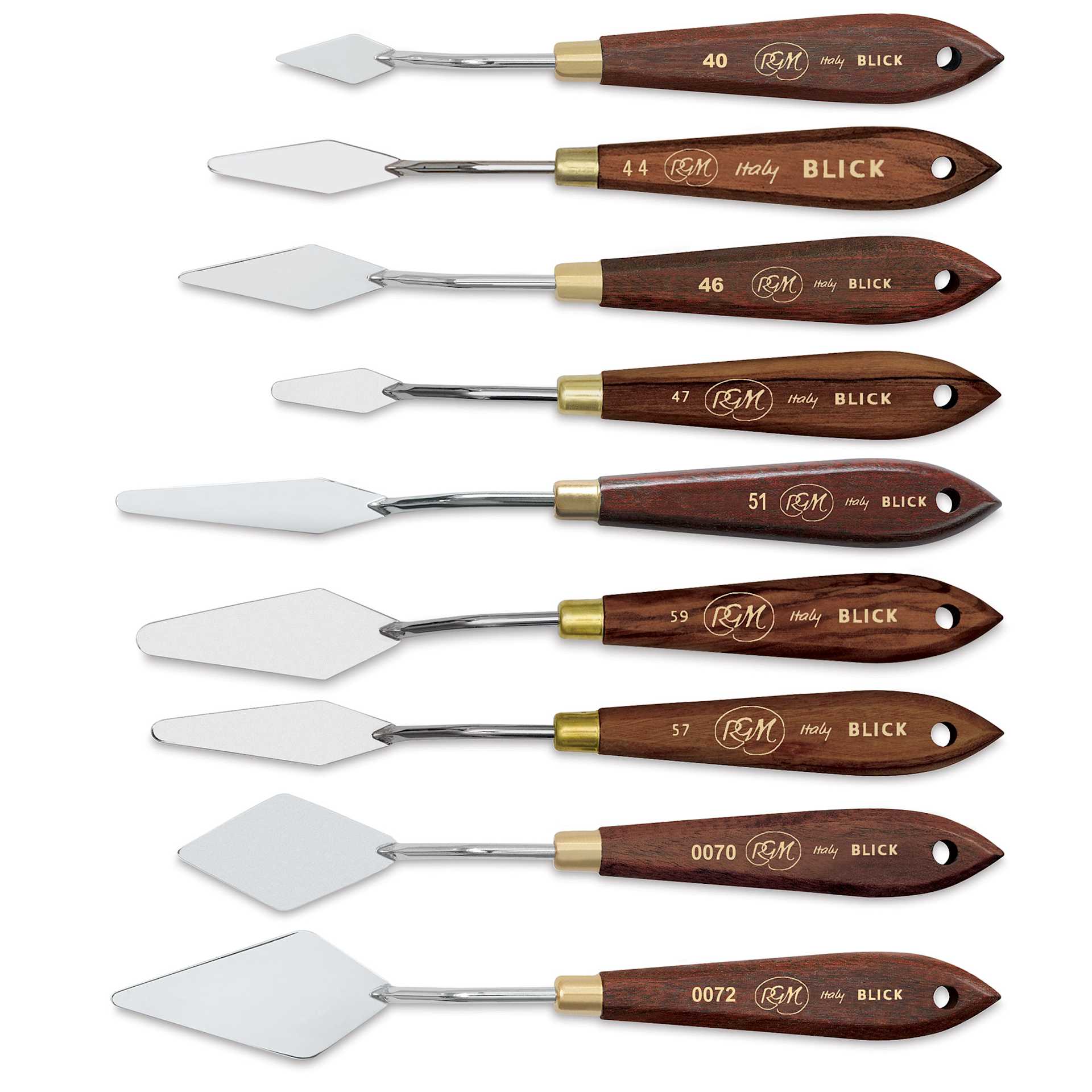 Blick Palette Knives by RGM, nine Spade palettes in various sizes