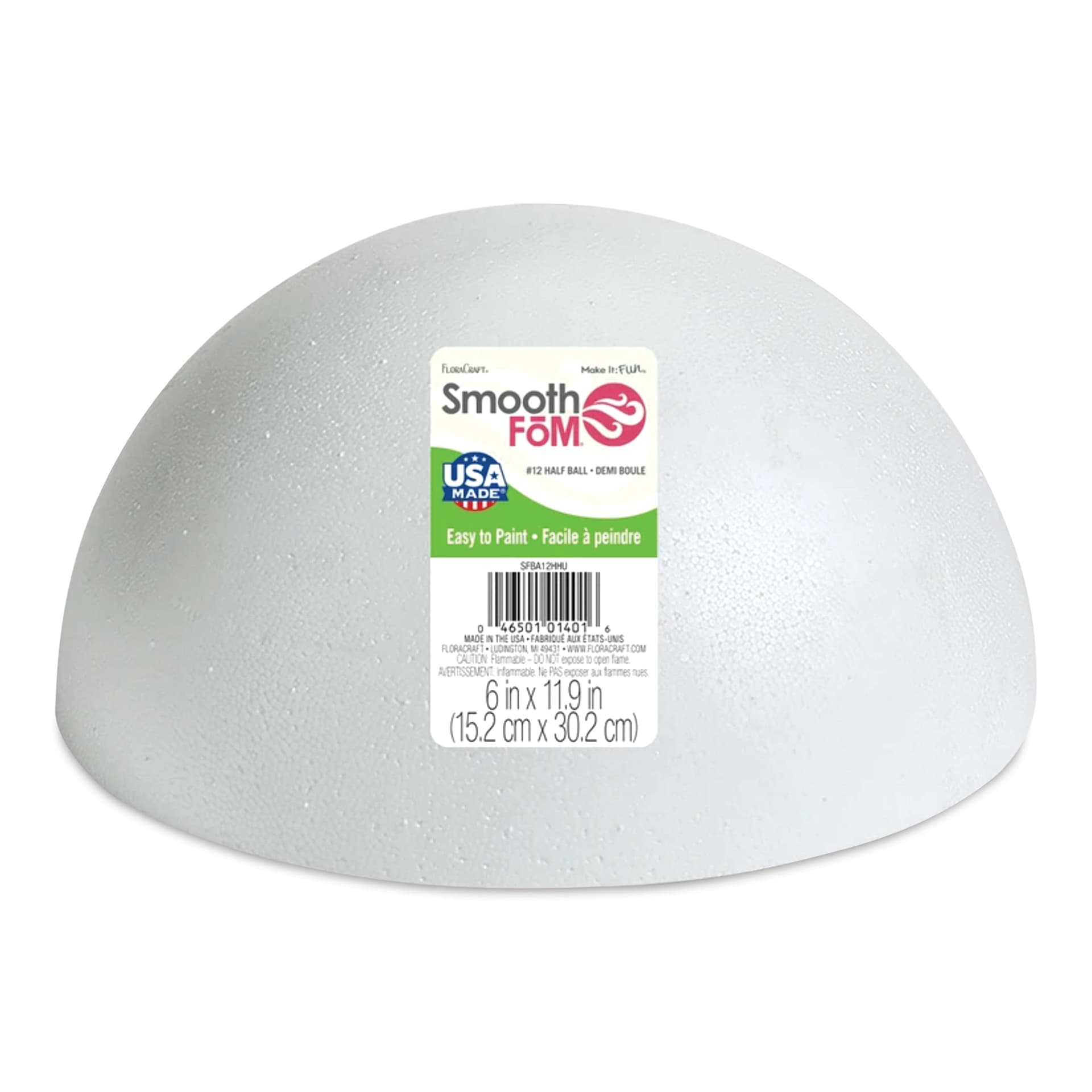 FloraCraft SmoothFoM Foam - Half Ball, 12" Dia front of packaging