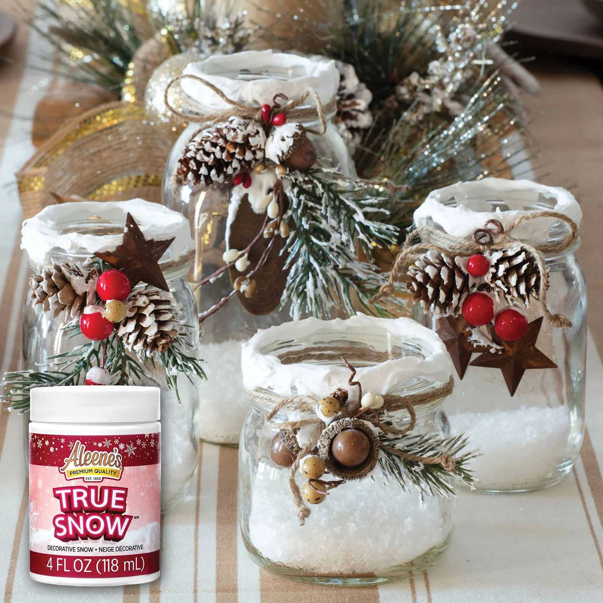 Aleene's Decorative Snow - True Snow, 4 oz applied to completed holiday jar projects