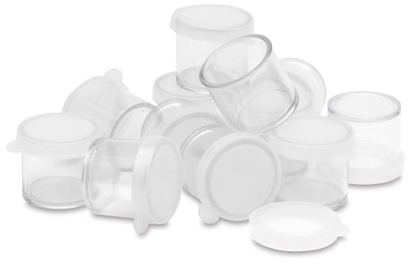 Richeson Clear Plastic Storage Containers - Jumble of 12 pc Pack shown with and without lids
