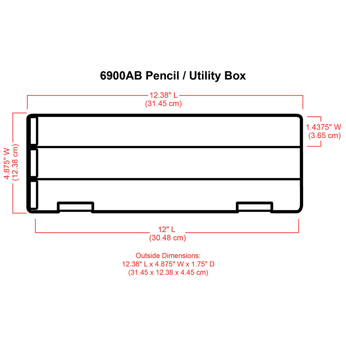 ArtBin Pencil Box - illustration of box with corresponding dimensions ArtBin Pencil Box - illustration of box with corresponding dimensions