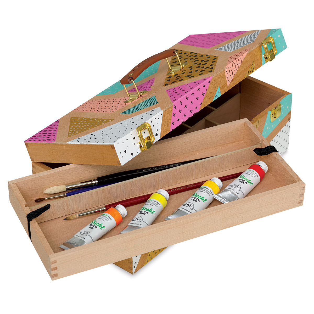 Art Alternatives Artist's Supply Chest - Painted chest with top drawer partially filled at angle Art Alternatives Artist's Supply Chest - Painted chest with top drawer partially filled at angle