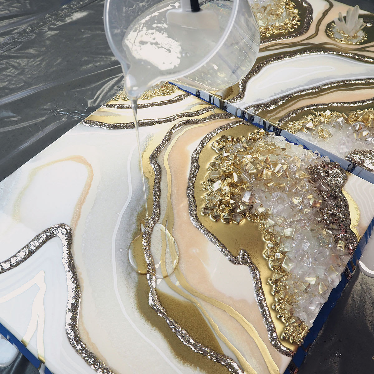 Colorberry Geode Resin being applied to surface Colorberry Geode Resin being applied to surface