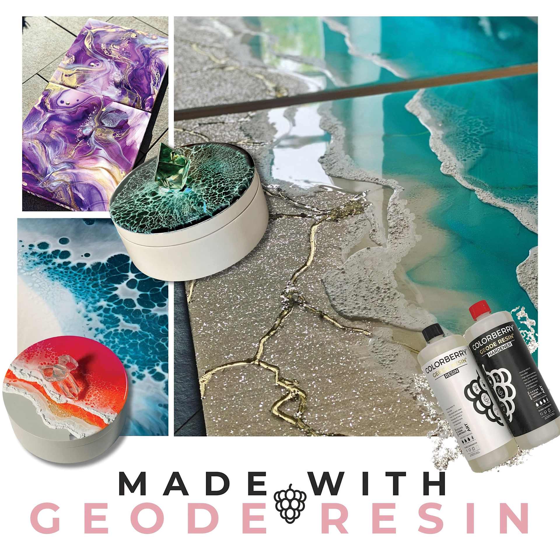 Boxes and Panels decorate with Colorberry Geode Resin Boxes and Panels decorate with Colorberry Geode Resin