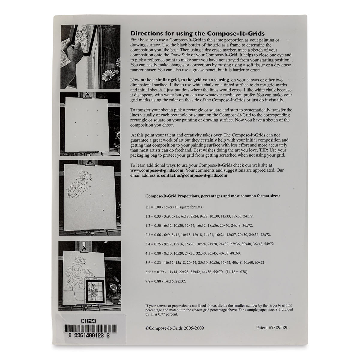 Compose It Grid - 8" x 10", Single Grid, 2:3 back of package