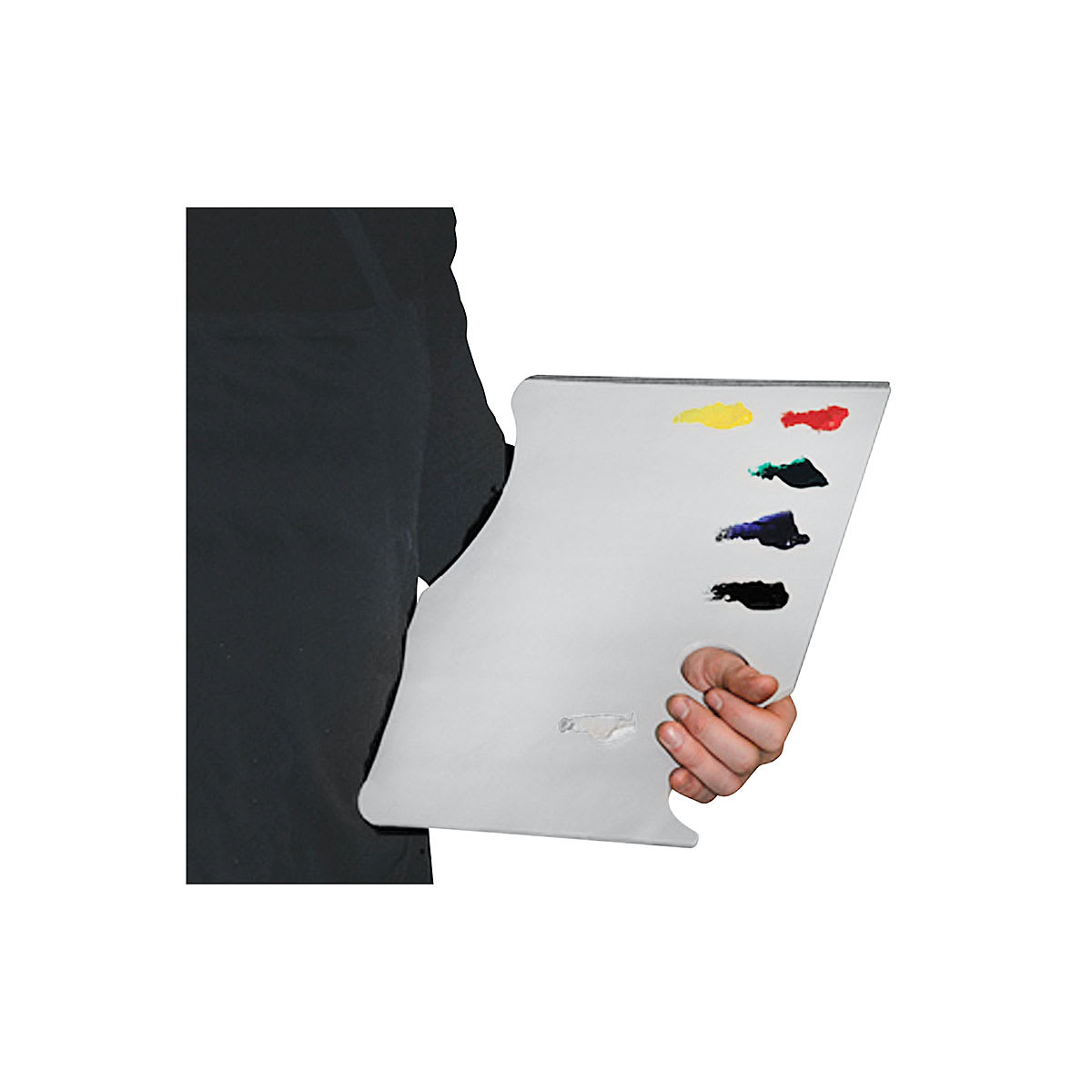 New Wave Grey Pad Disposable Palette shown in Artist's hand New Wave Grey Pad Disposable Palette shown in Artist's hand