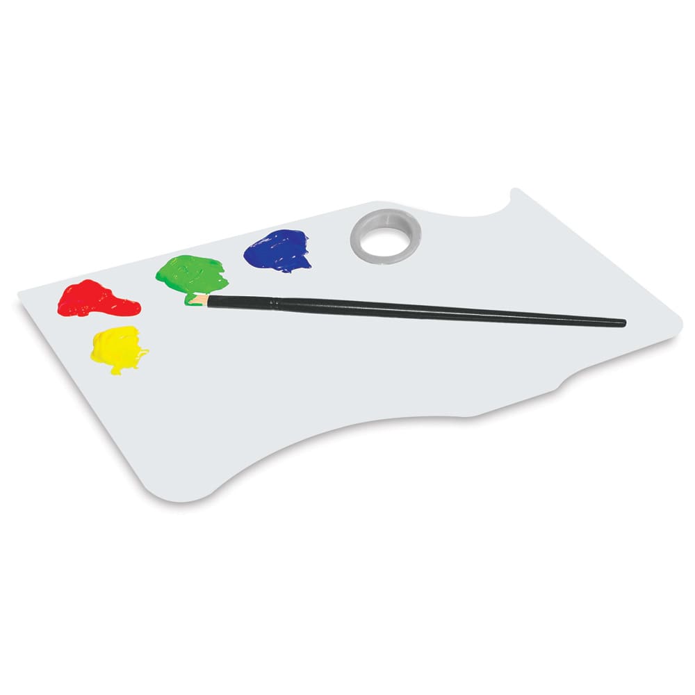 New Wave Easy Lift Palette - Angled view of Palette with paint and brush New Wave Easy Lift Palette - Angled view of Palette with paint and brush