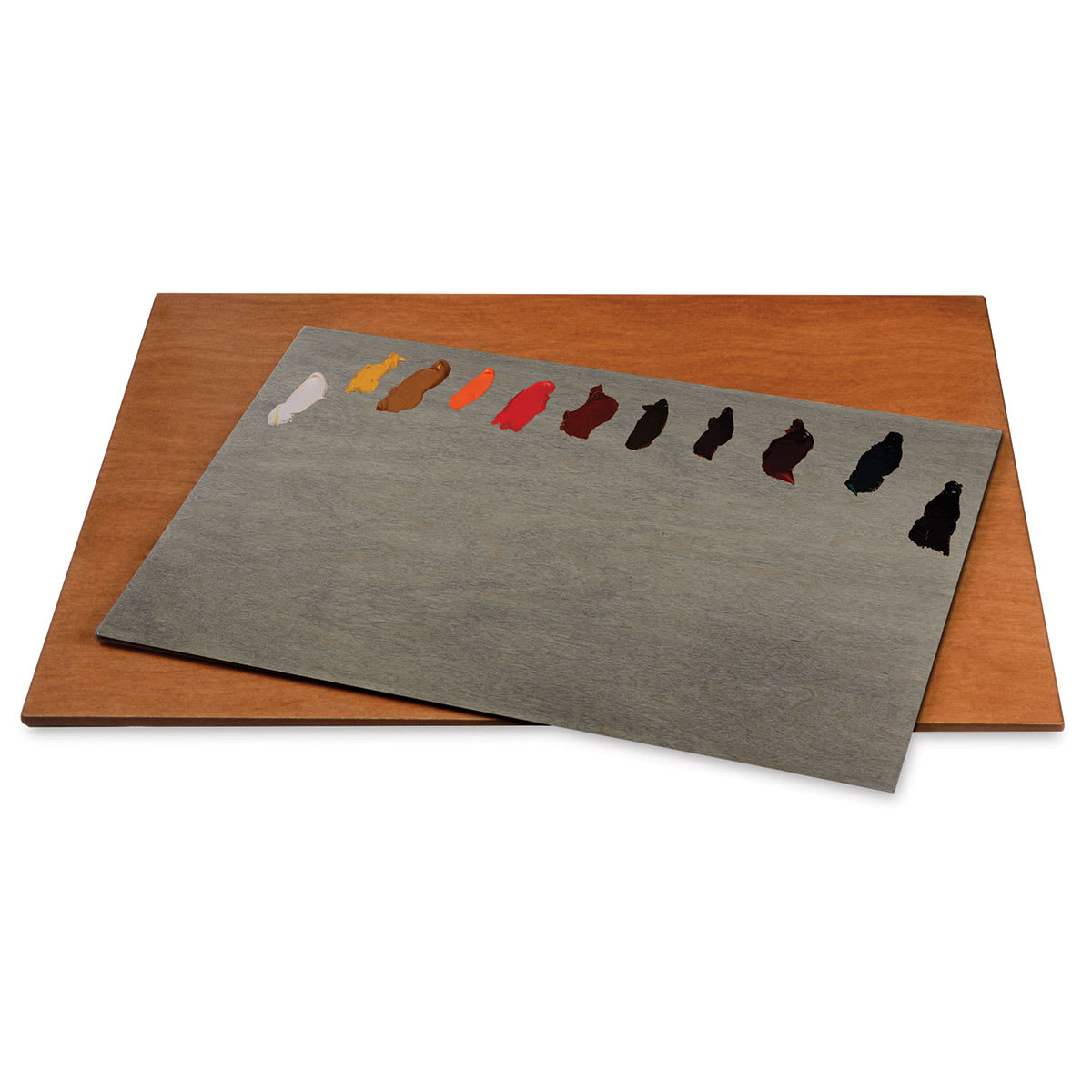 New Wave Posh Tabletop Palettes - Top view of Natural and Neutral Grey palettes