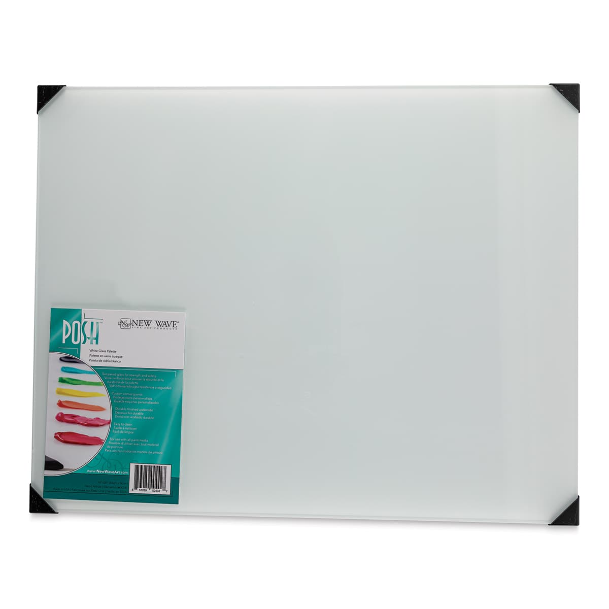 New Wave Posh Glass Tabletop Palette - 16" x 20", White with label