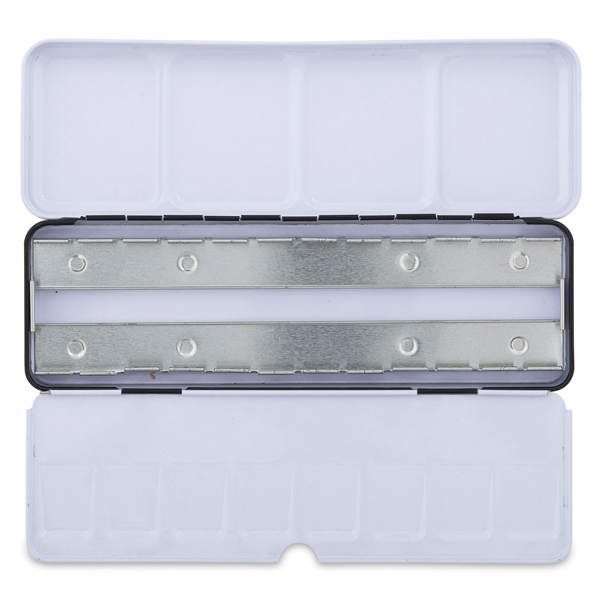 Empty Watercolor Palette Tin - Top view of Open 24 Pan Tin Empty Watercolor Palette Tin - Top view of Open 24 Pan Tin