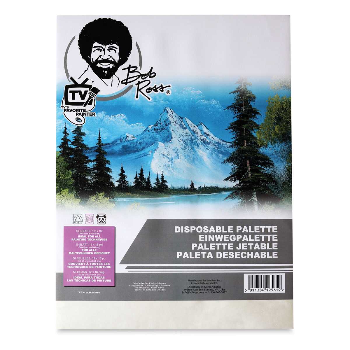 Bob Ross Disposable Palette Pad - Front cover of 9" x 12" pad