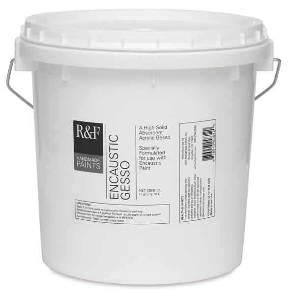 R&F Encaustic Gesso - Front of Gallon pail with handle shown R&F Encaustic Gesso - Front of Gallon pail with handle shown