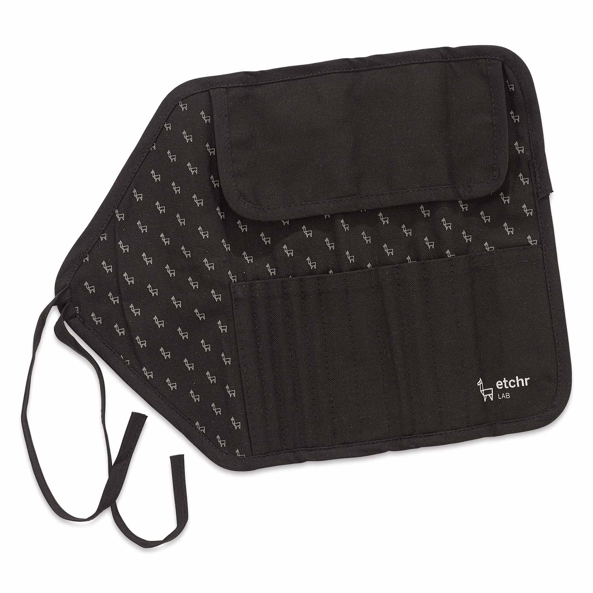 Etchr Roll-Up Brush Pouch - Black, closed Etchr Roll-Up Brush Pouch - Black, closed