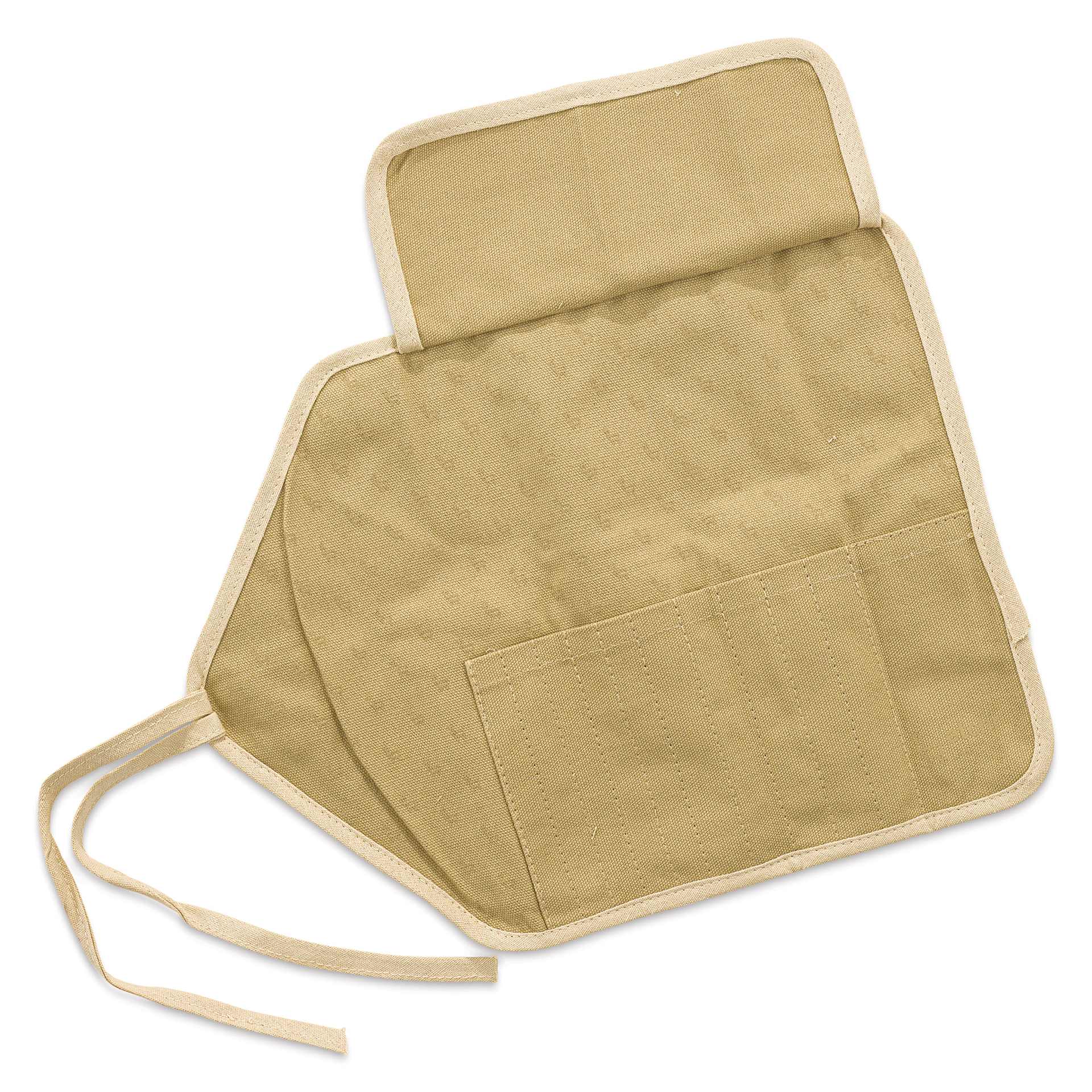 Etchr Roll-Up Brush Pouch - Khaki, open Etchr Roll-Up Brush Pouch - Khaki, open