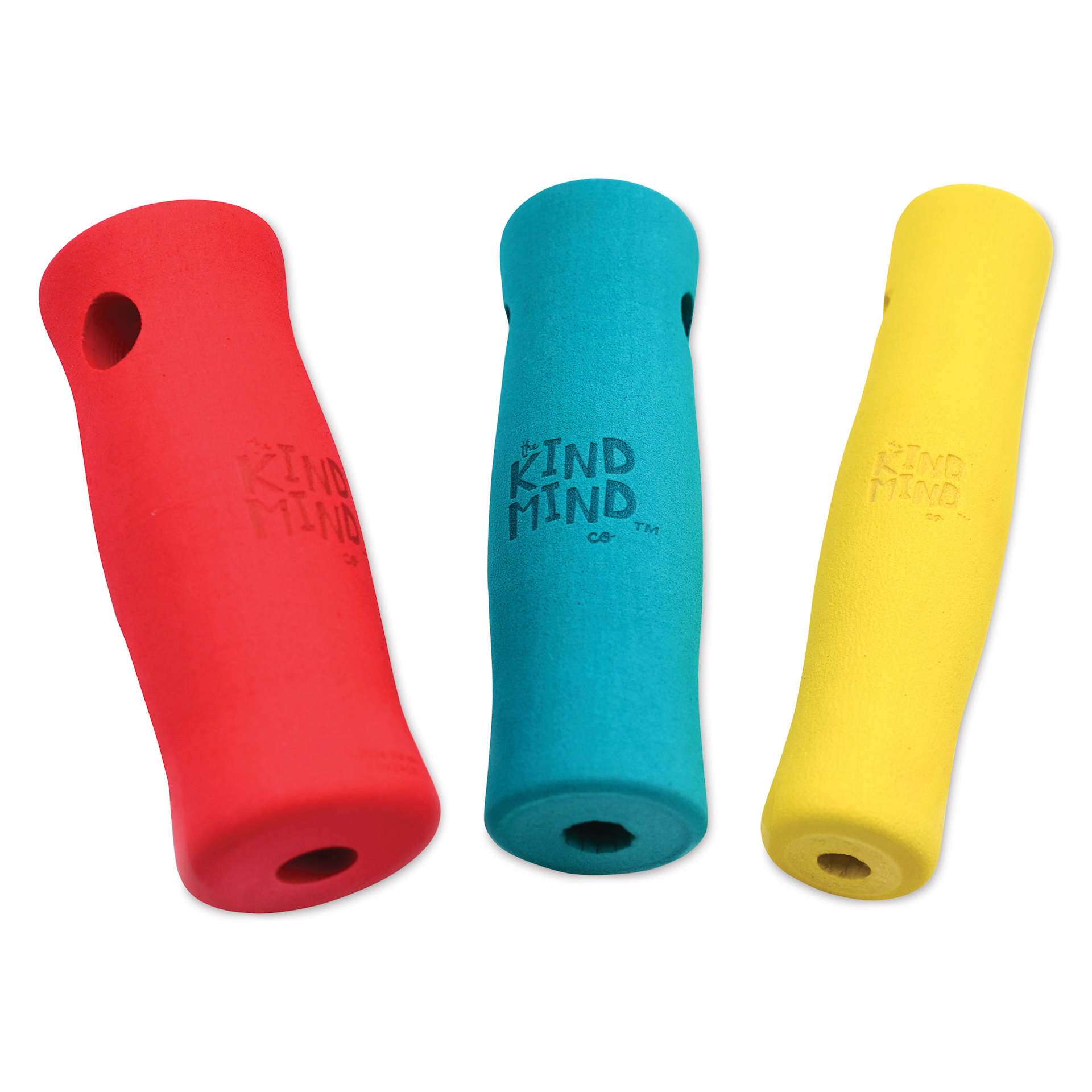 Kind Mind Adaptive Foam Grips - Set of 3, red, teal and yellow