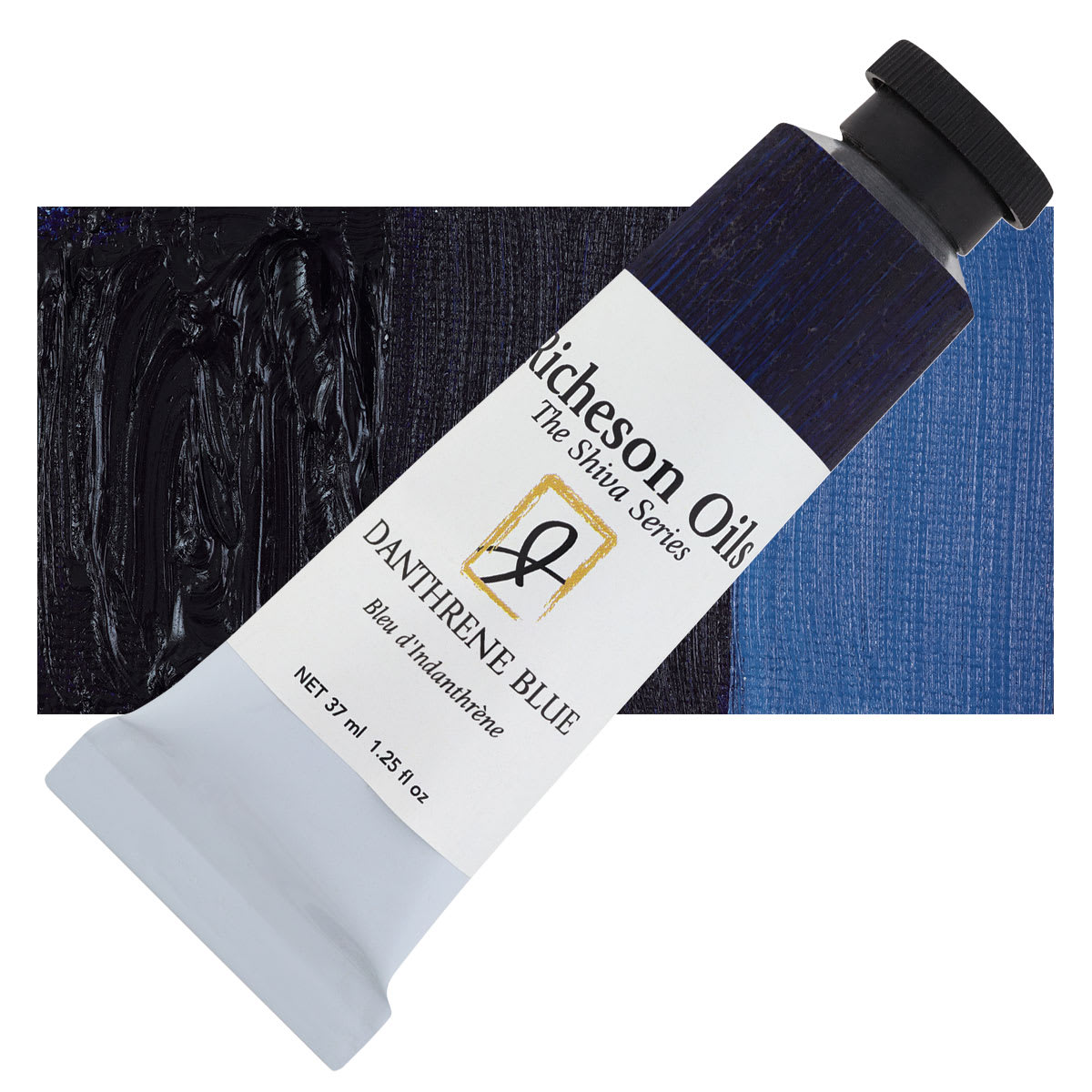 Shiva Signature Artist Oil Color - Indanthrene Blue, 37 ml Tube and swatch