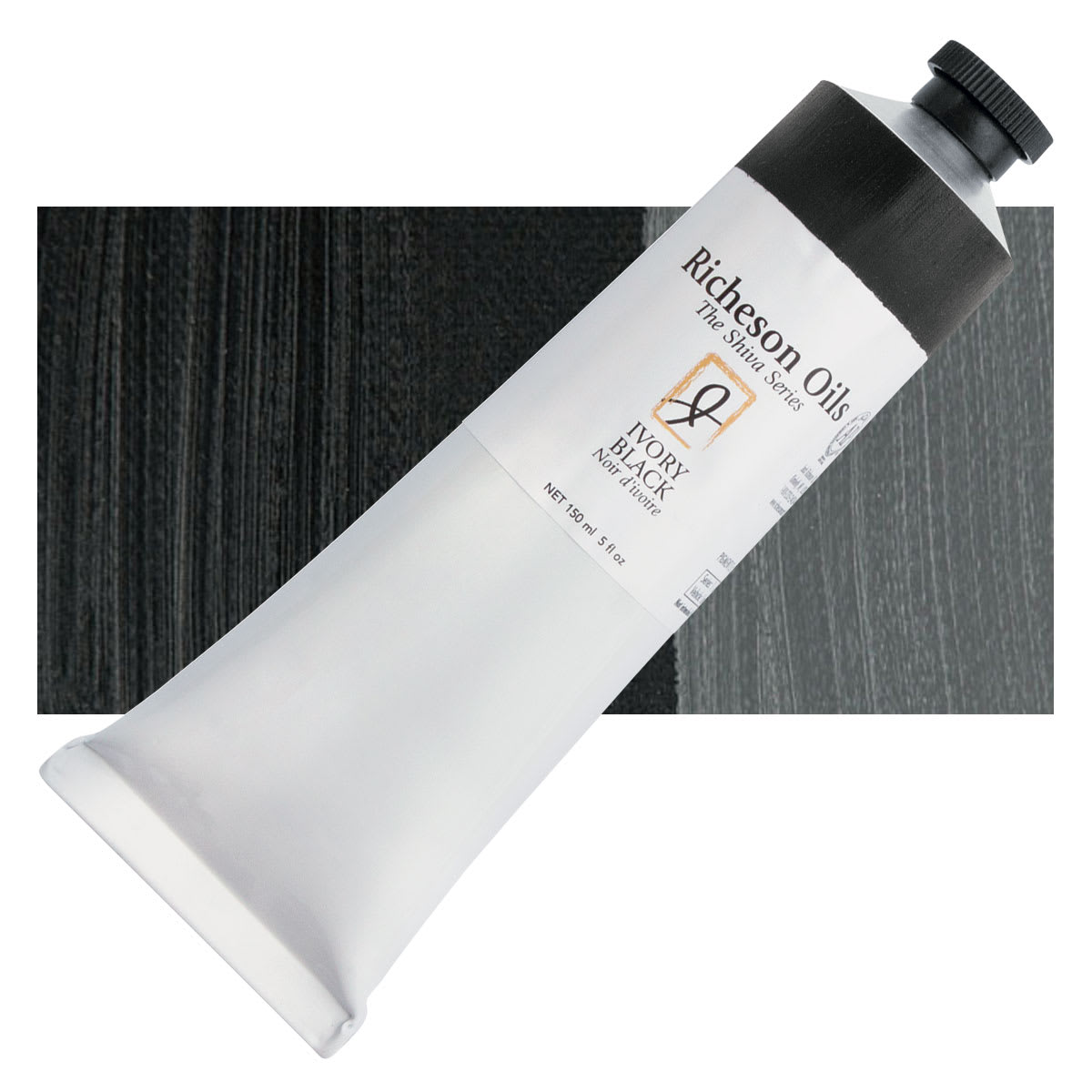 Shiva Signature Artist Oil Color - Ivory Black, 150 ml Tube and swatch