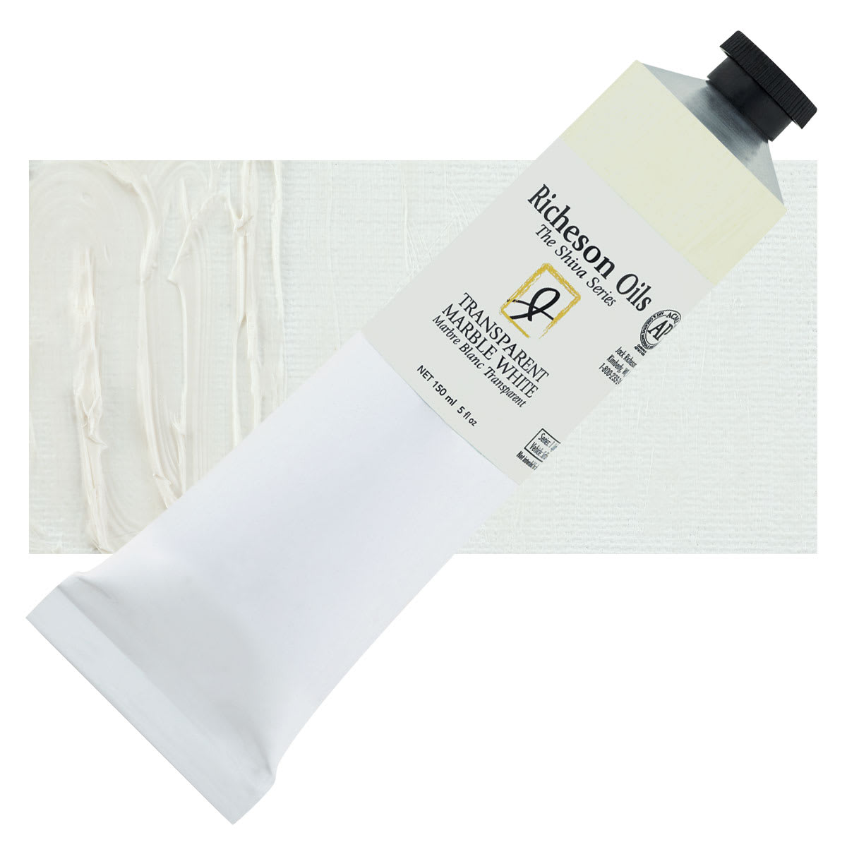 Shiva Signature Artist Oil Color - Transparent Marble White, 150 ml Tube and swatch