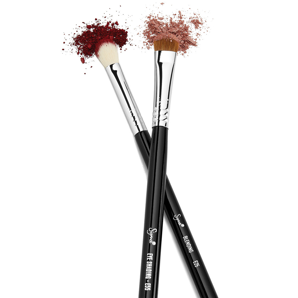 Sigma Beauty Brushes - Two brushes shown with powdered makeup