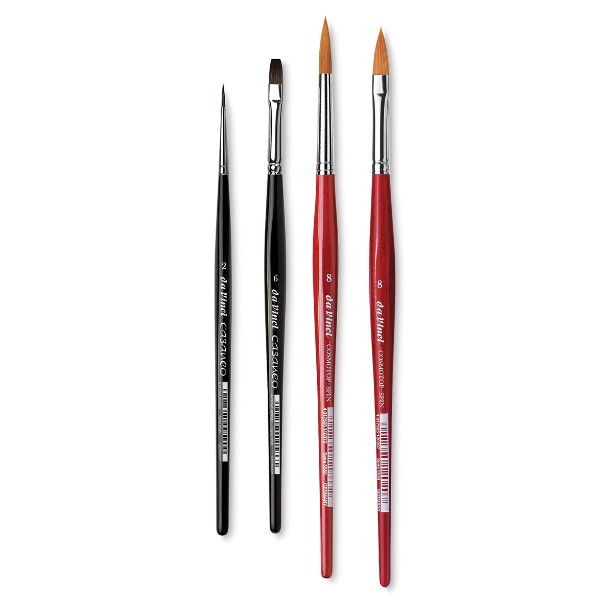 Casaneo and Cosmotop Spin Brushes Wood Box Set - 4 included brushes shown vertically Casaneo and Cosmotop Spin Brushes Wood Box Set - 4 included brushes shown vertically