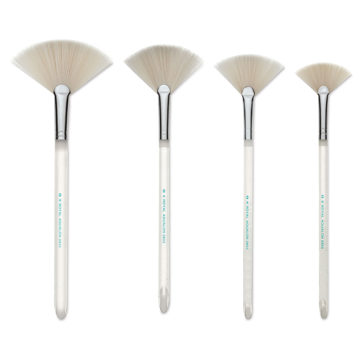 Royal & Langnickel Aqualon Soft Synthetic Fan Brushes - 4 Brushes shown upright