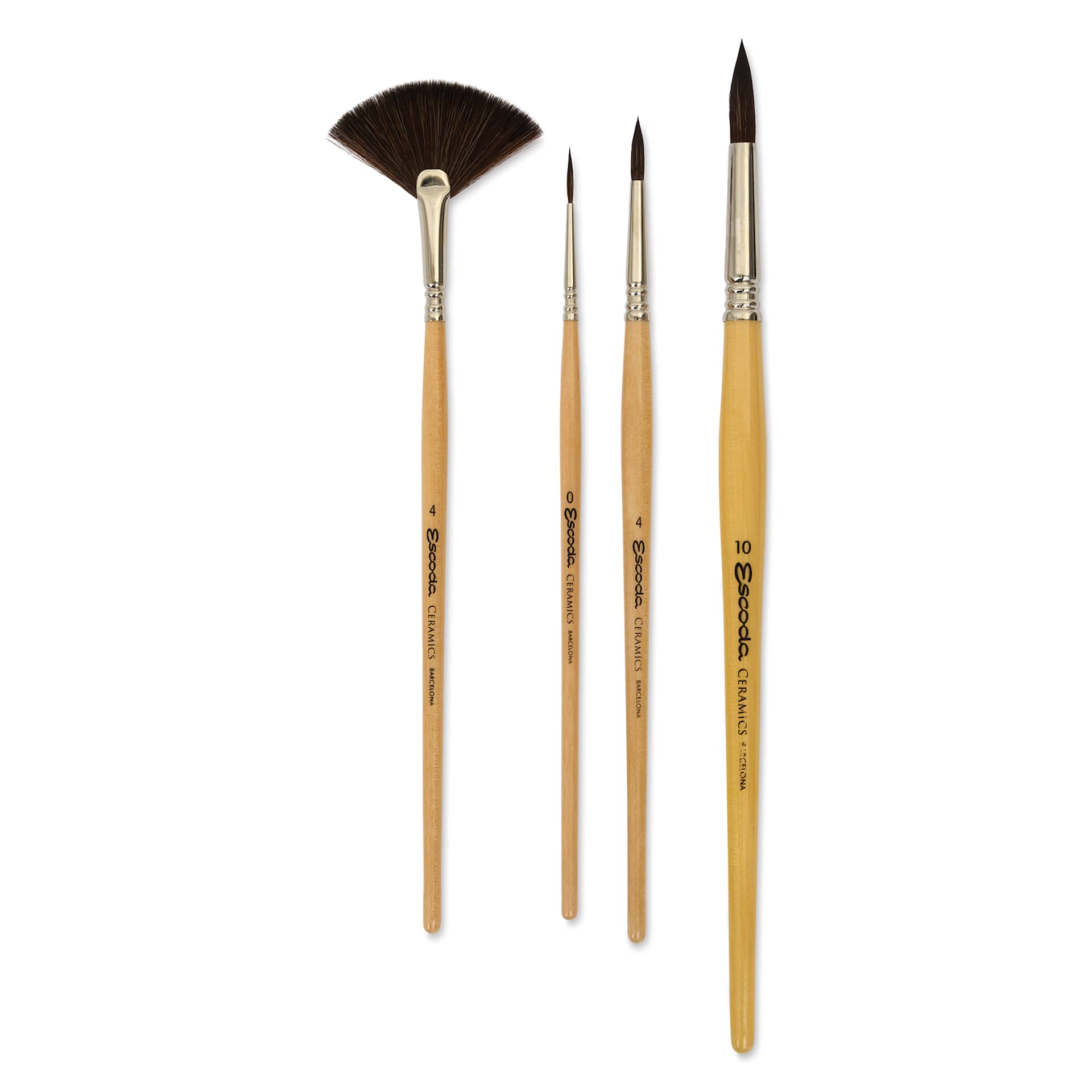 Escoda Ceramics Synthetic Brushes - Set of 4, Long Handle Escoda Ceramics Synthetic Brushes - Set of 4, Long Handle