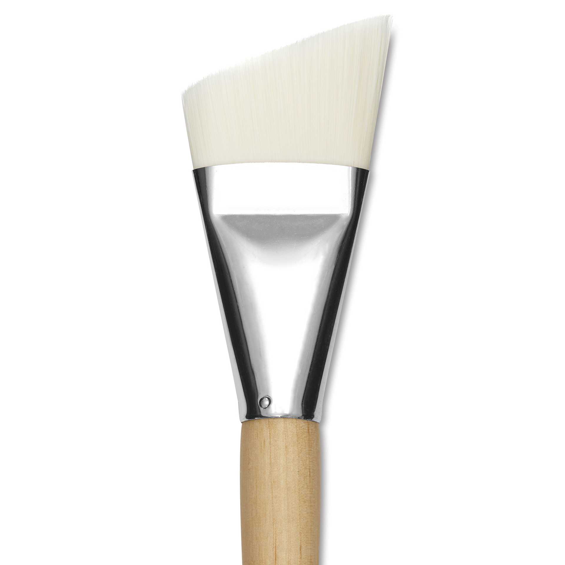Silver Brush Silver Jumbo Stiff White Synthetic Brush - Angle, Mid-Handle, Size 40, close-up Silver Brush Silver Jumbo Stiff White Synthetic Brush - Angle, Mid-Handle, Size 40, close-up