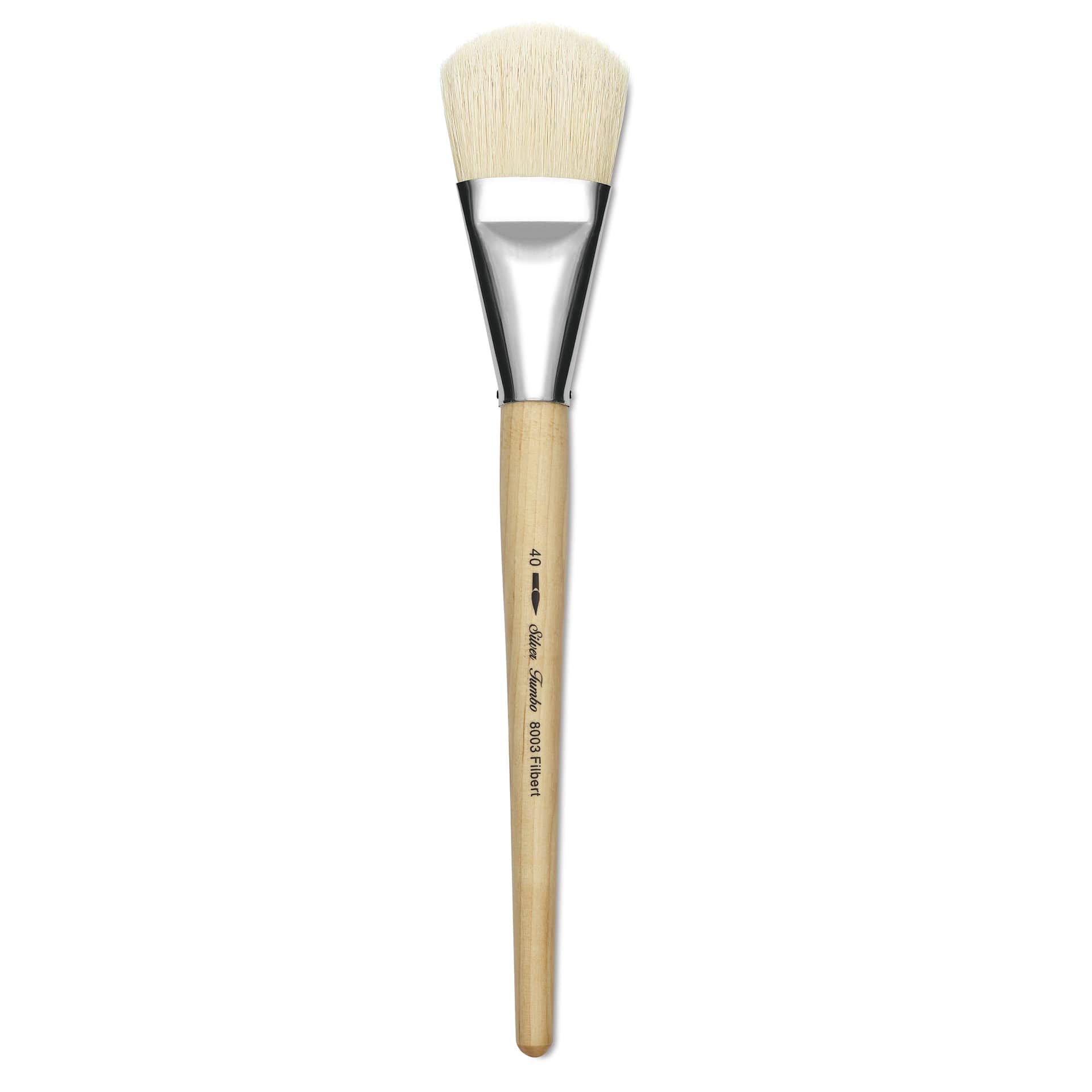 Silver Brush Silver Jumbo White Hog Bristle Brush - Filbert, Mid-Handle, Size 40 Silver Brush Silver Jumbo White Hog Bristle Brush - Filbert, Mid-Handle, Size 40