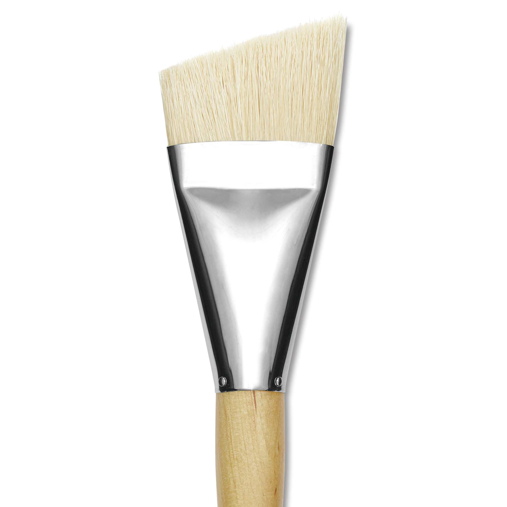 Silver Brush Silver Jumbo White Hog Bristle Brush - Angle, Mid-Handle, Size 50, close-up Silver Brush Silver Jumbo White Hog Bristle Brush - Angle, Mid-Handle, Size 50, close-up