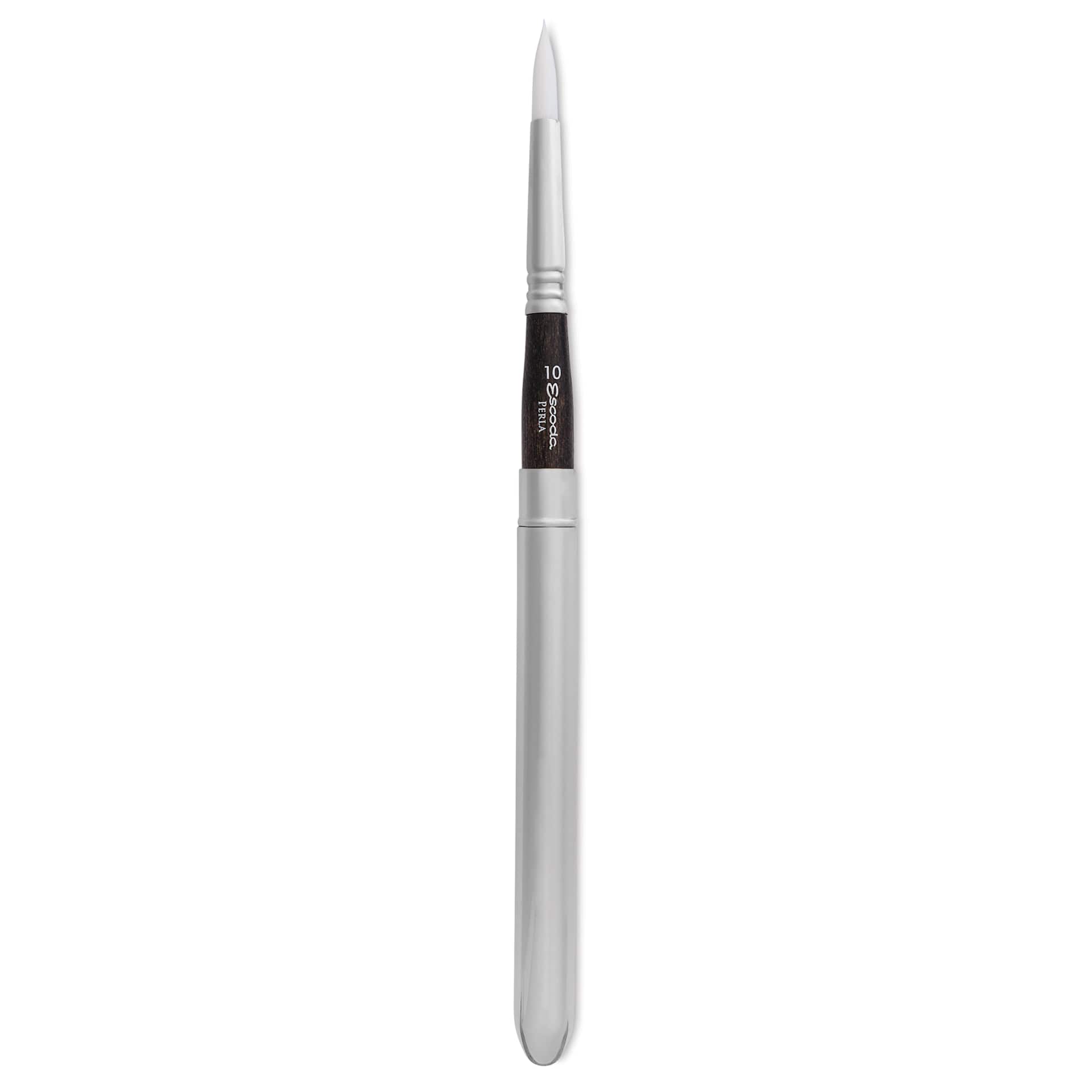 Escoda Perla Toray White Synthetic Travel Brush - Series 1438 Round, Size 10, Short Handle