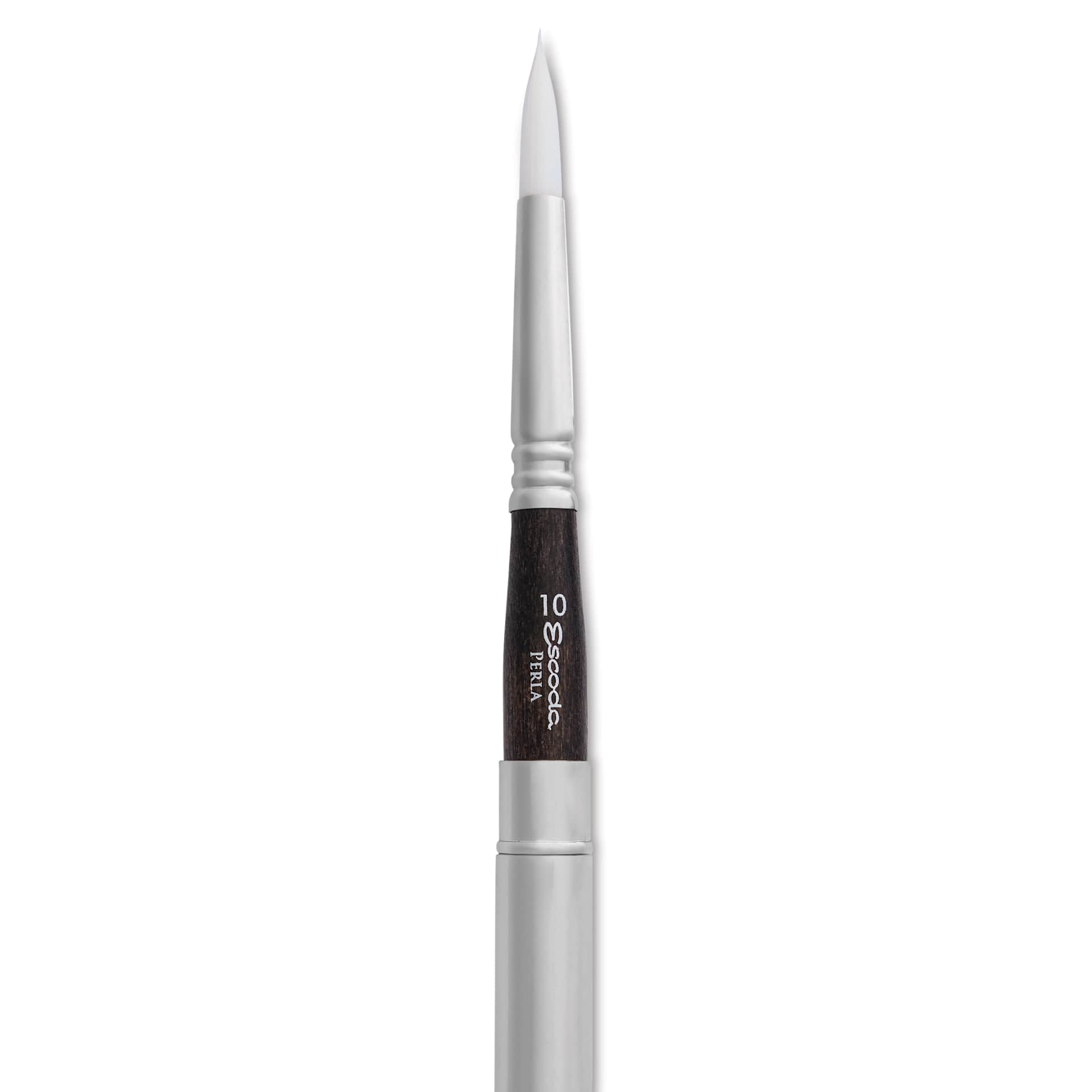 Escoda Perla Toray White Synthetic Travel Brush - Series 1438 Round, Size 10, Short Handle