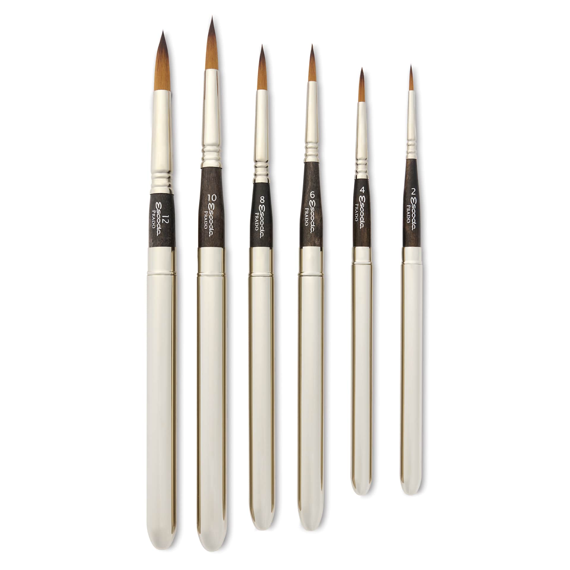Escoda Prado Tame Synthetic Travel Round Brushes laid out